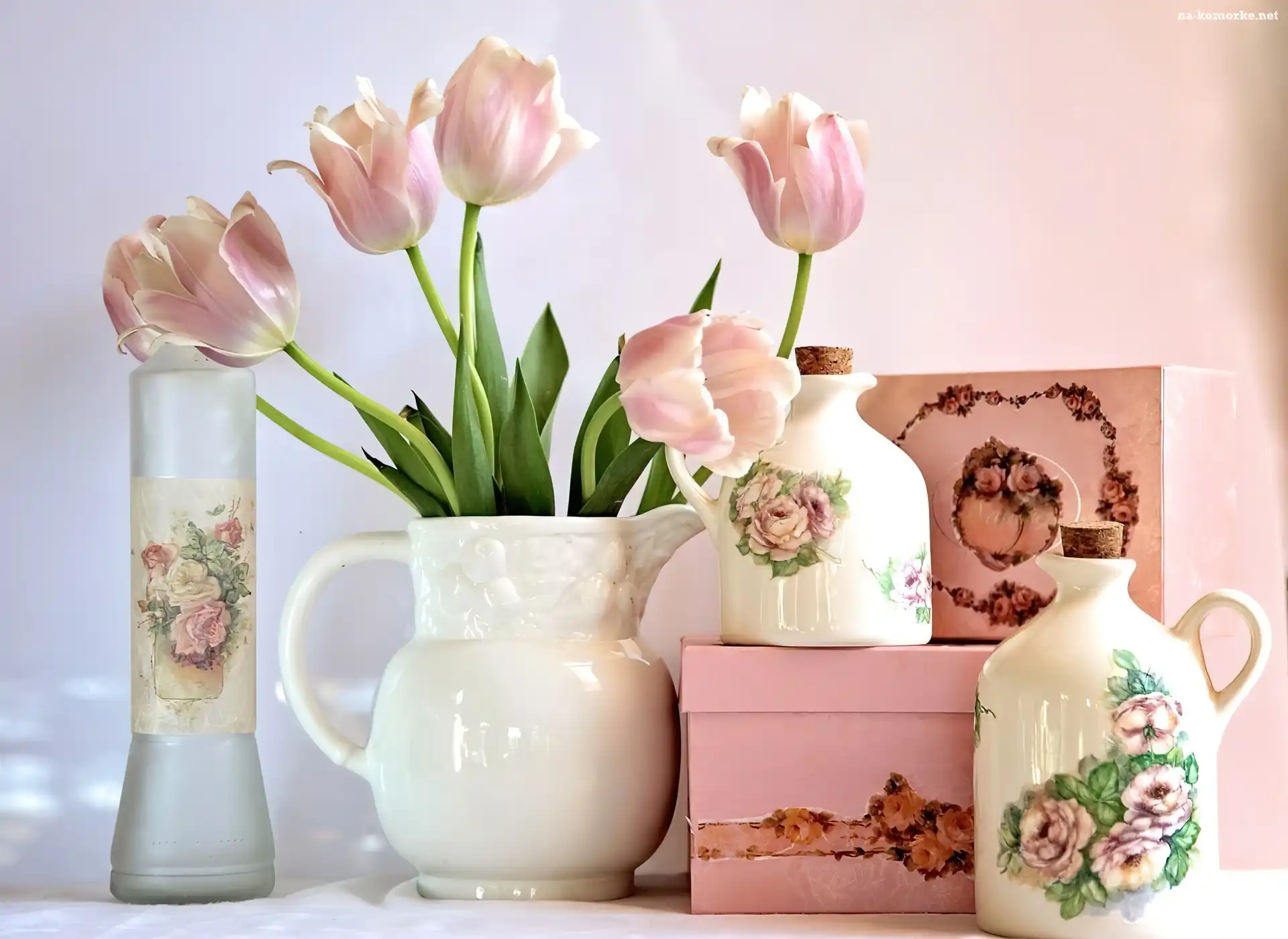 Tulipany, Pudełka, Porcelanowe, Flakony