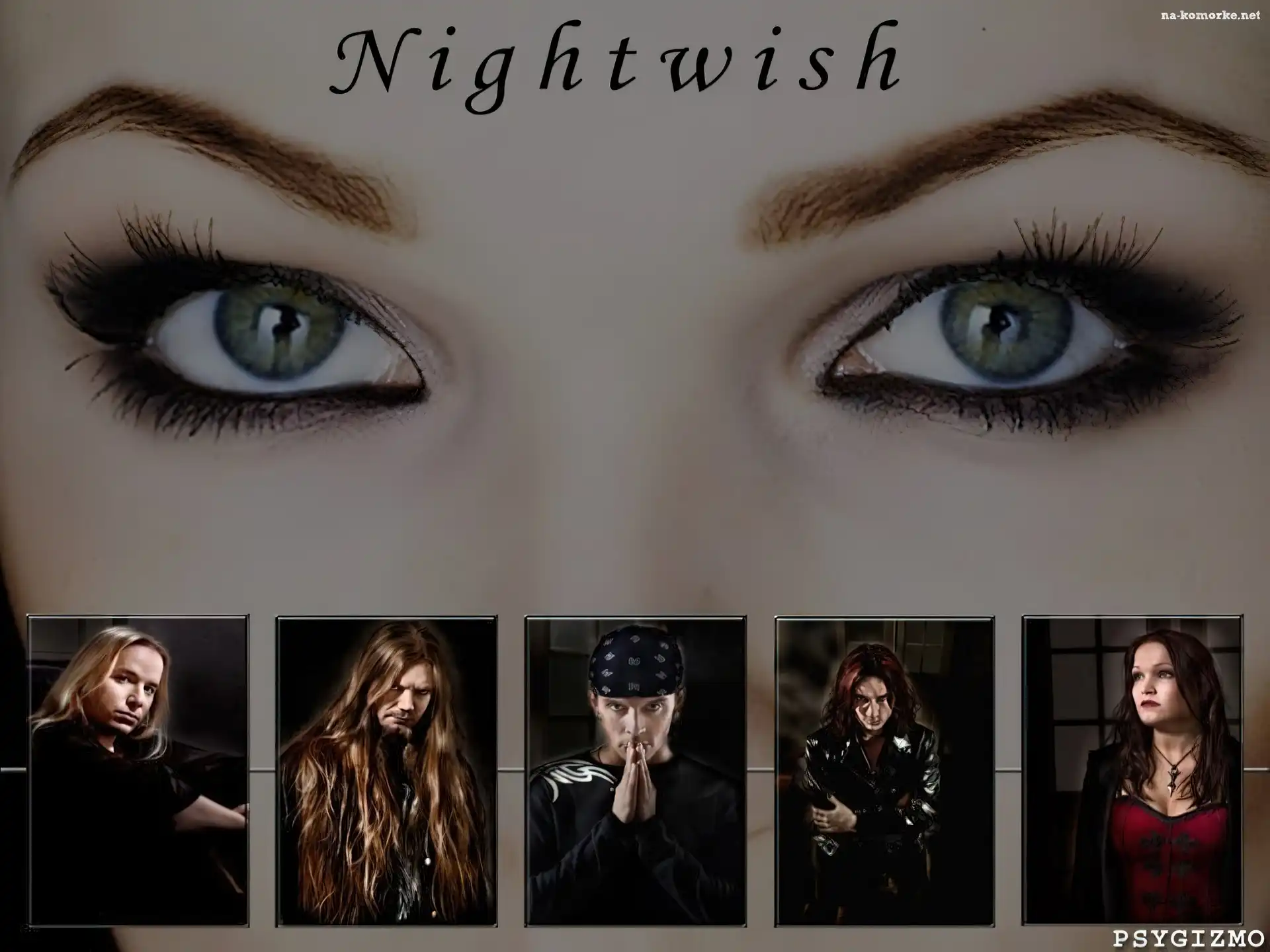 twarze, Nightwish, oczy, spojrzenie, zespół