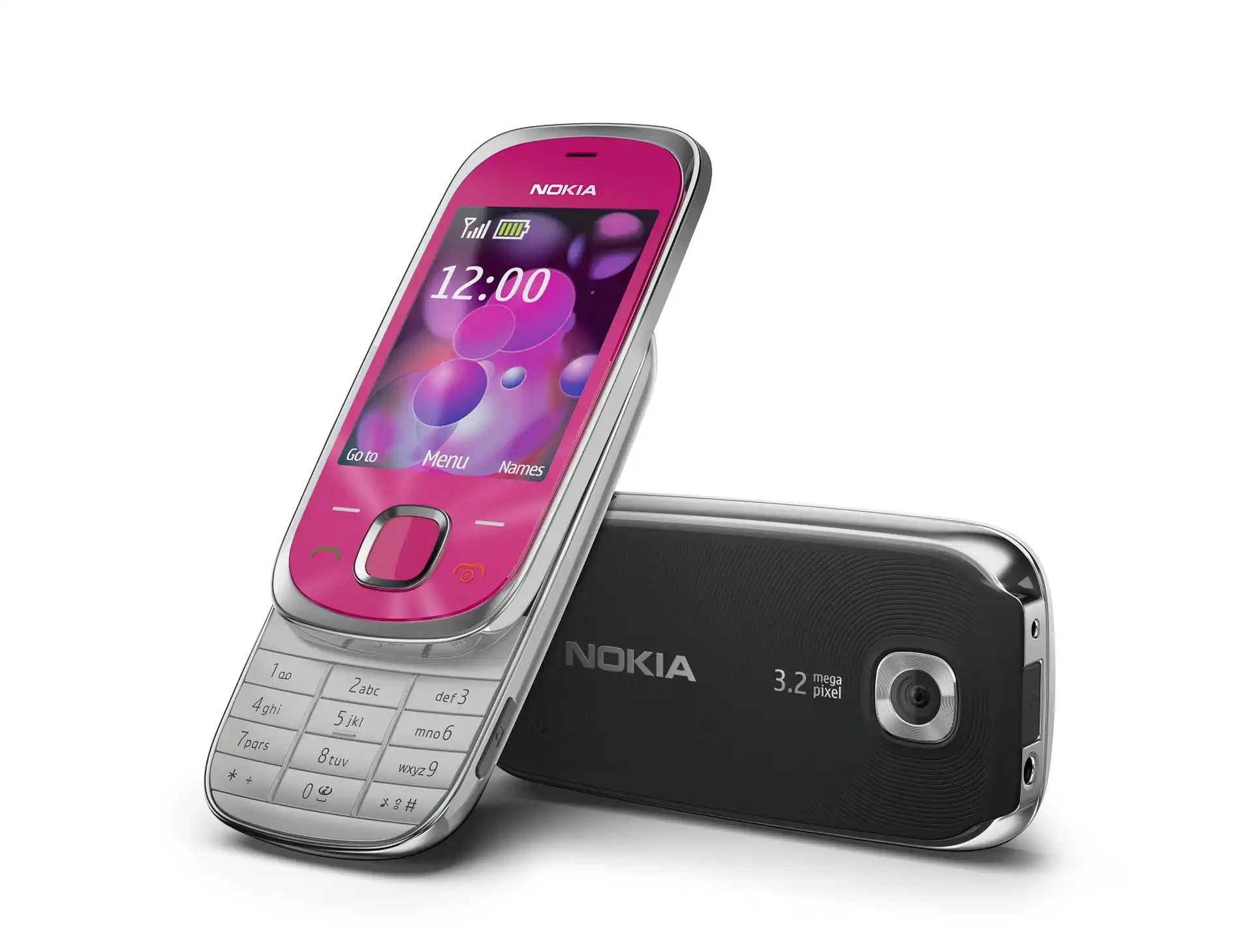 Tył, Nokia 7230, Różowa, Srebrna, Czarna