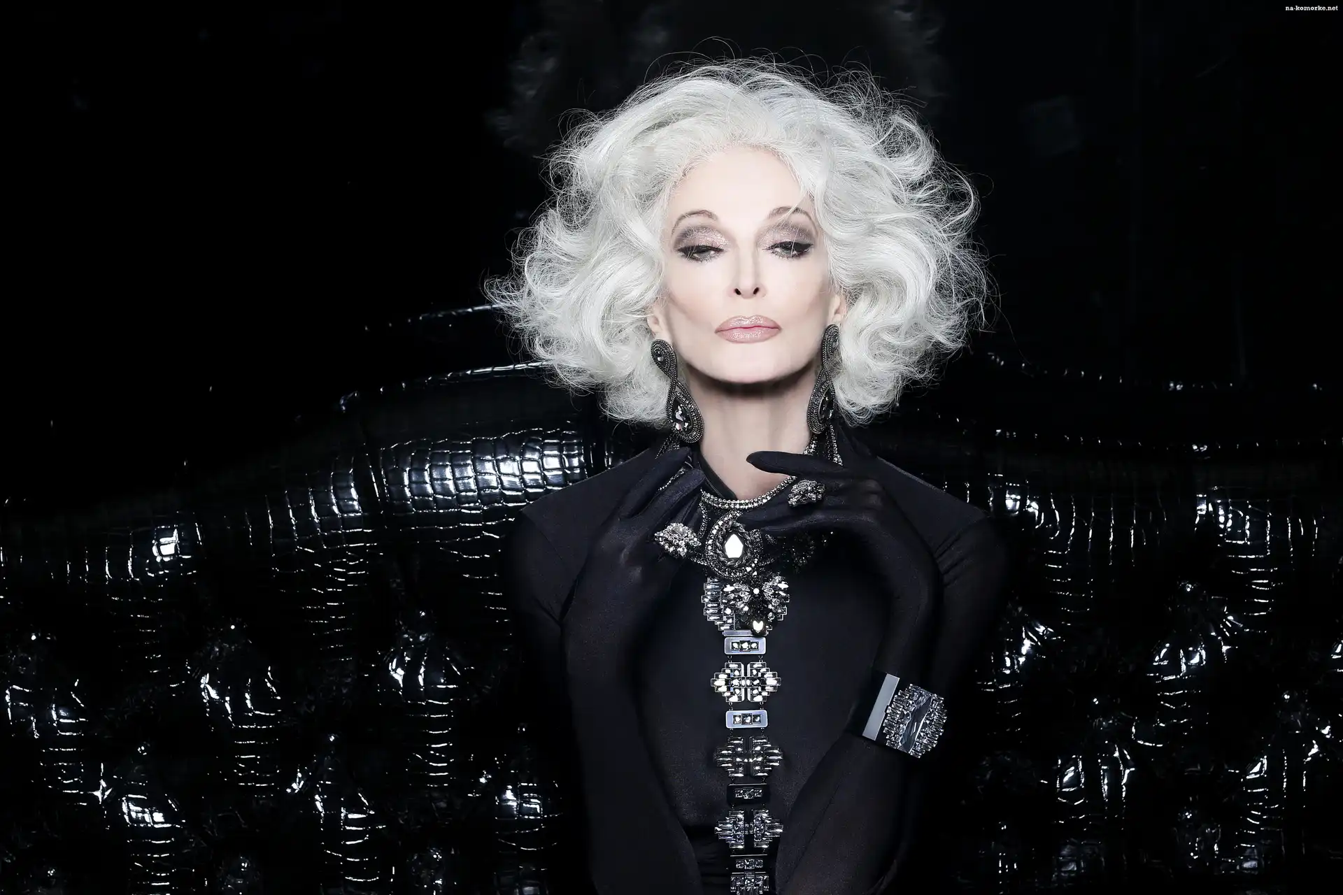 Carmen Dell Orefice, Siwe, Włosy, Modelka, Kobieta, Czarny, Ubiór
