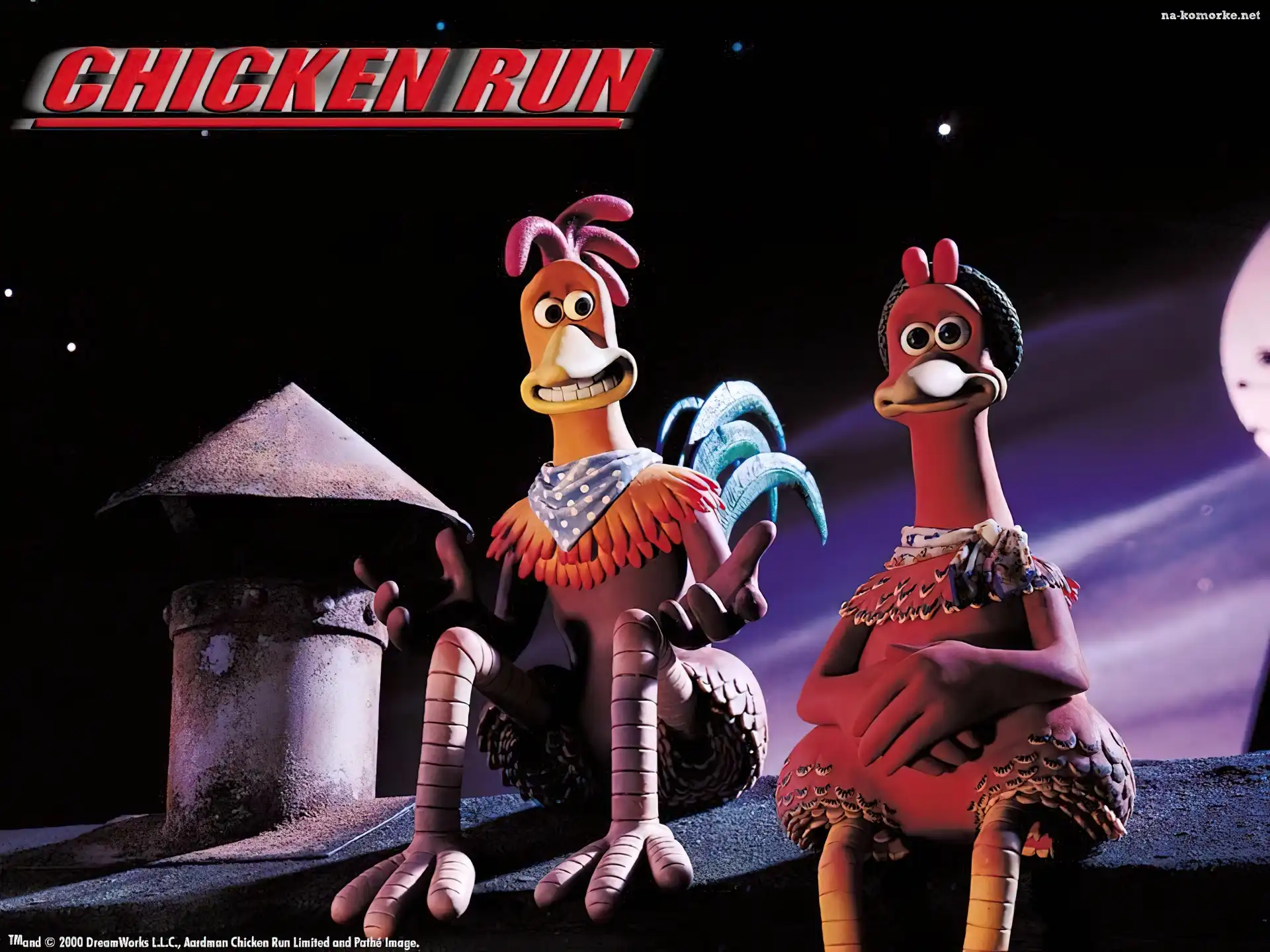 dach, noc, Uciekajace kurczaki, Chicken Run
