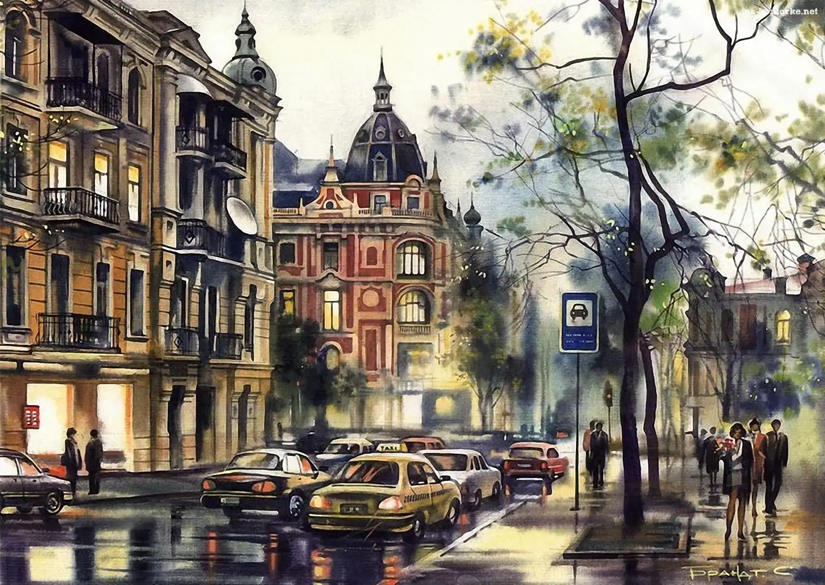 Ulica, Miasto, Domy, Malarstwo
