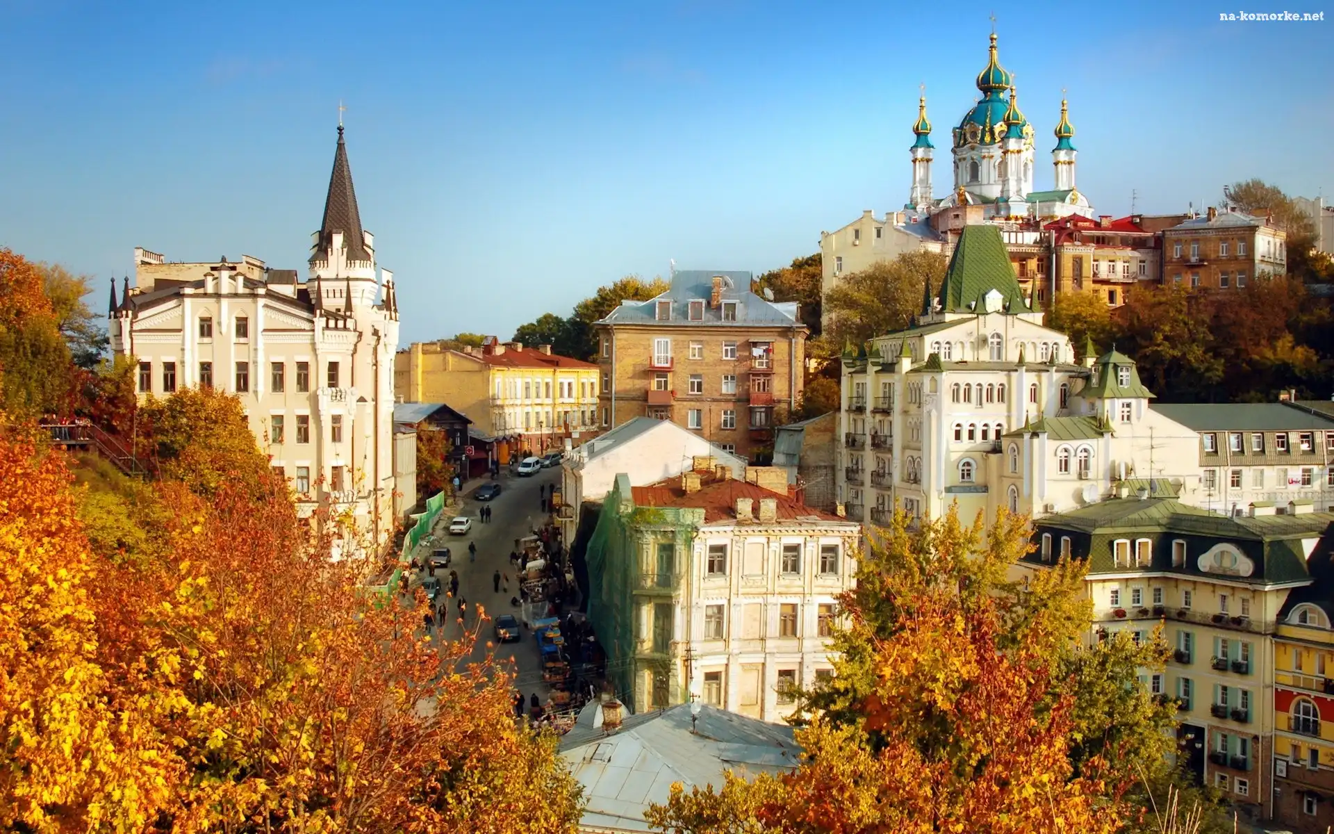 Ulica, Miasteczko, Widok, Zabudowania, Drzewa