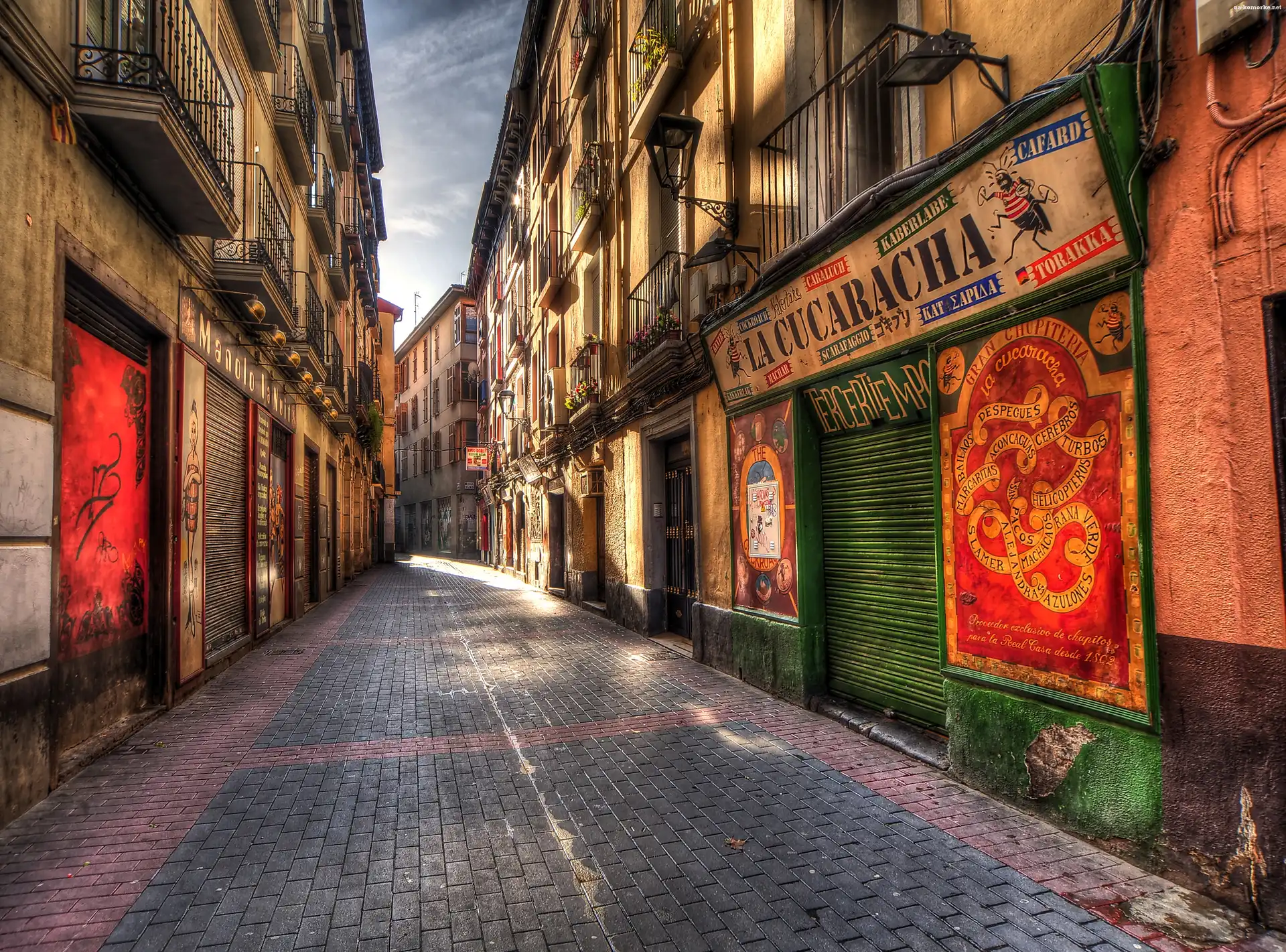 Uliczka, Hiszpania, Zaragoza, HDR, Dom