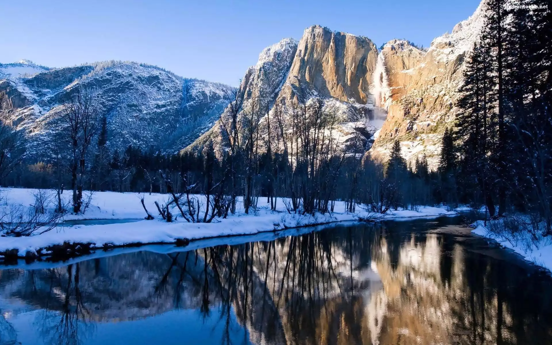 Dolina, USA, Zima, Yosemite, National, Park, Kalifornia