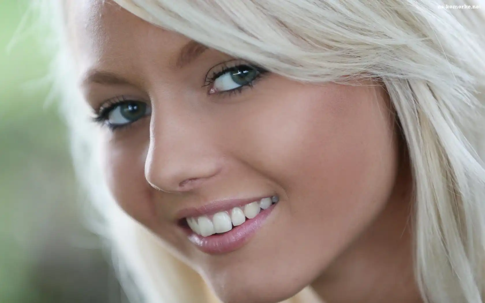Uśmiechnięta, Portret, Blondynka, Makijaż