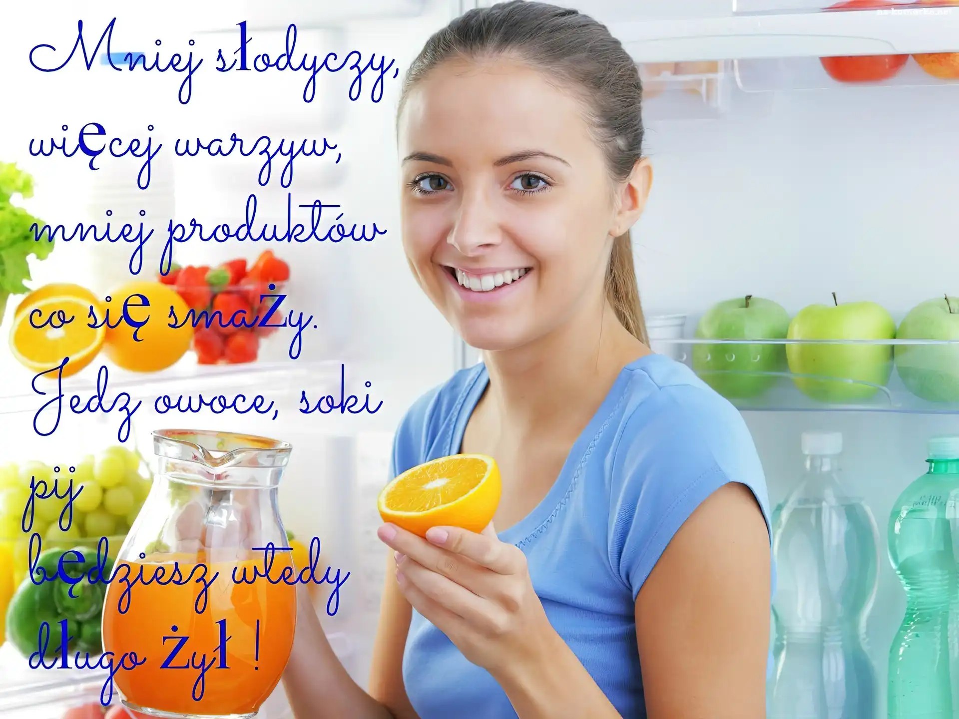 Uśmiechnięta, Pomarańczowy, Dziewczyna, Sok