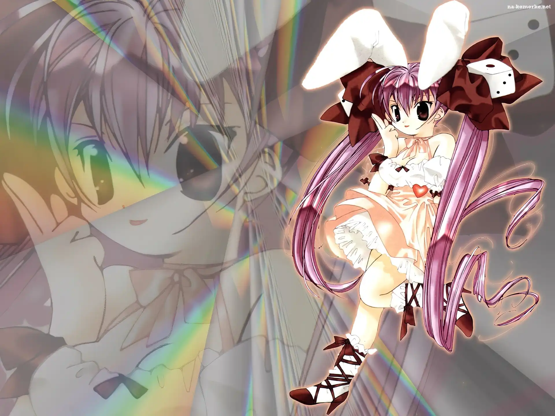 uszy, Digi Charat, buty, blask, kokarda