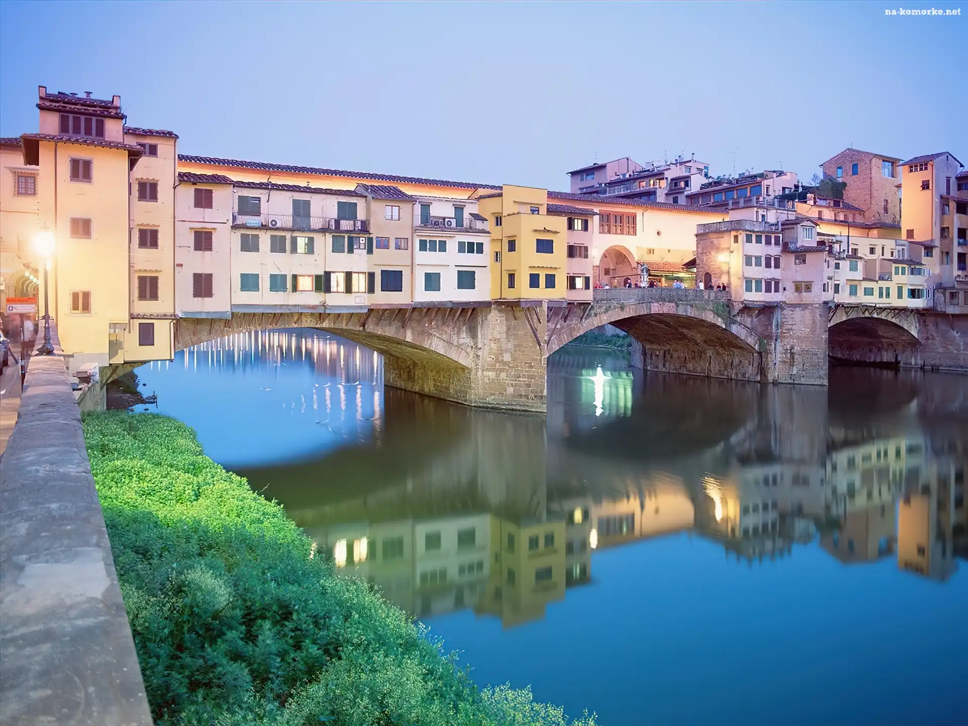 Florencja, Vecchio, Domy, Rzeka, Arno, Most, Ponte