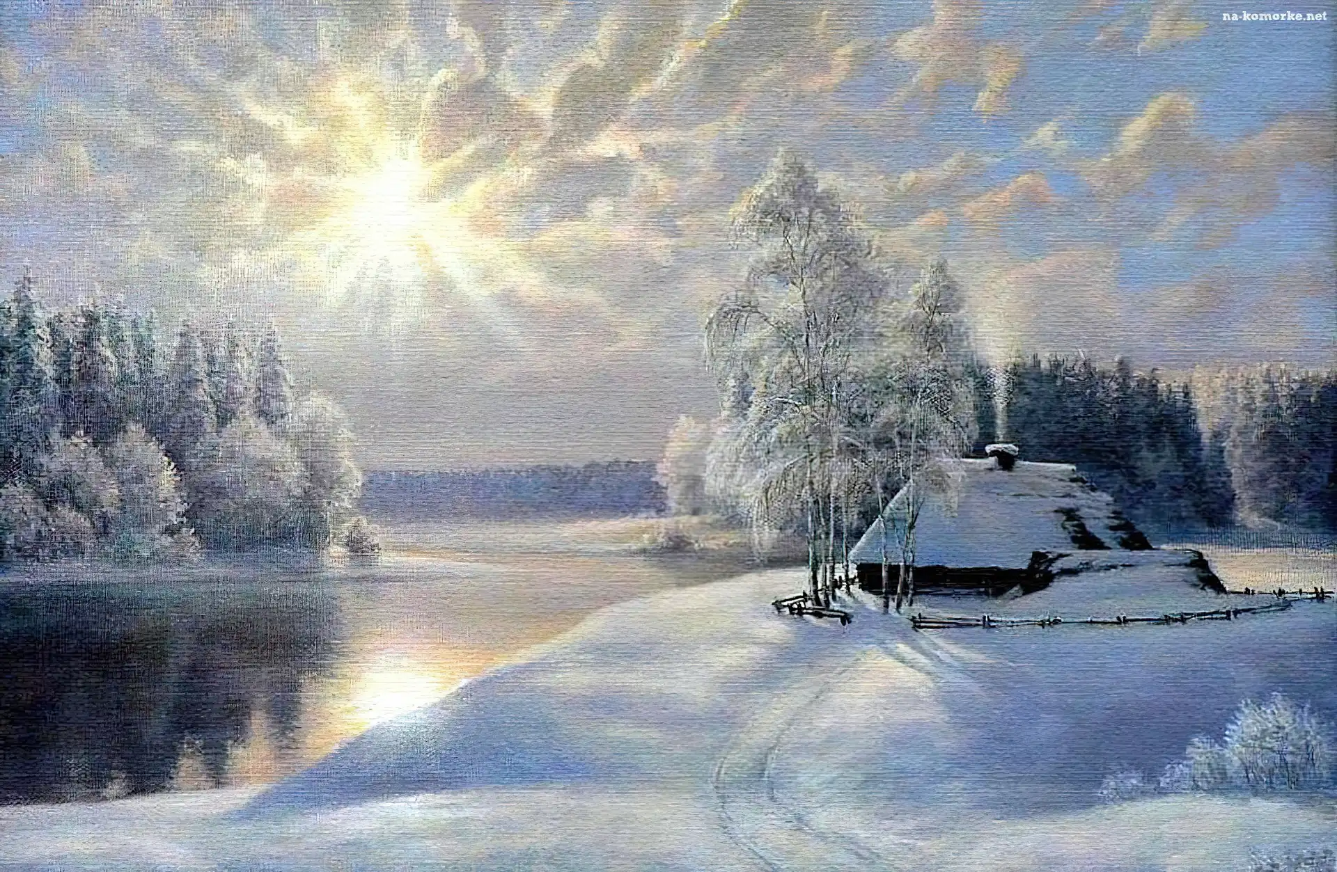 Vladimir Horns, Rzeka, Promienie, Słońca, Obraz