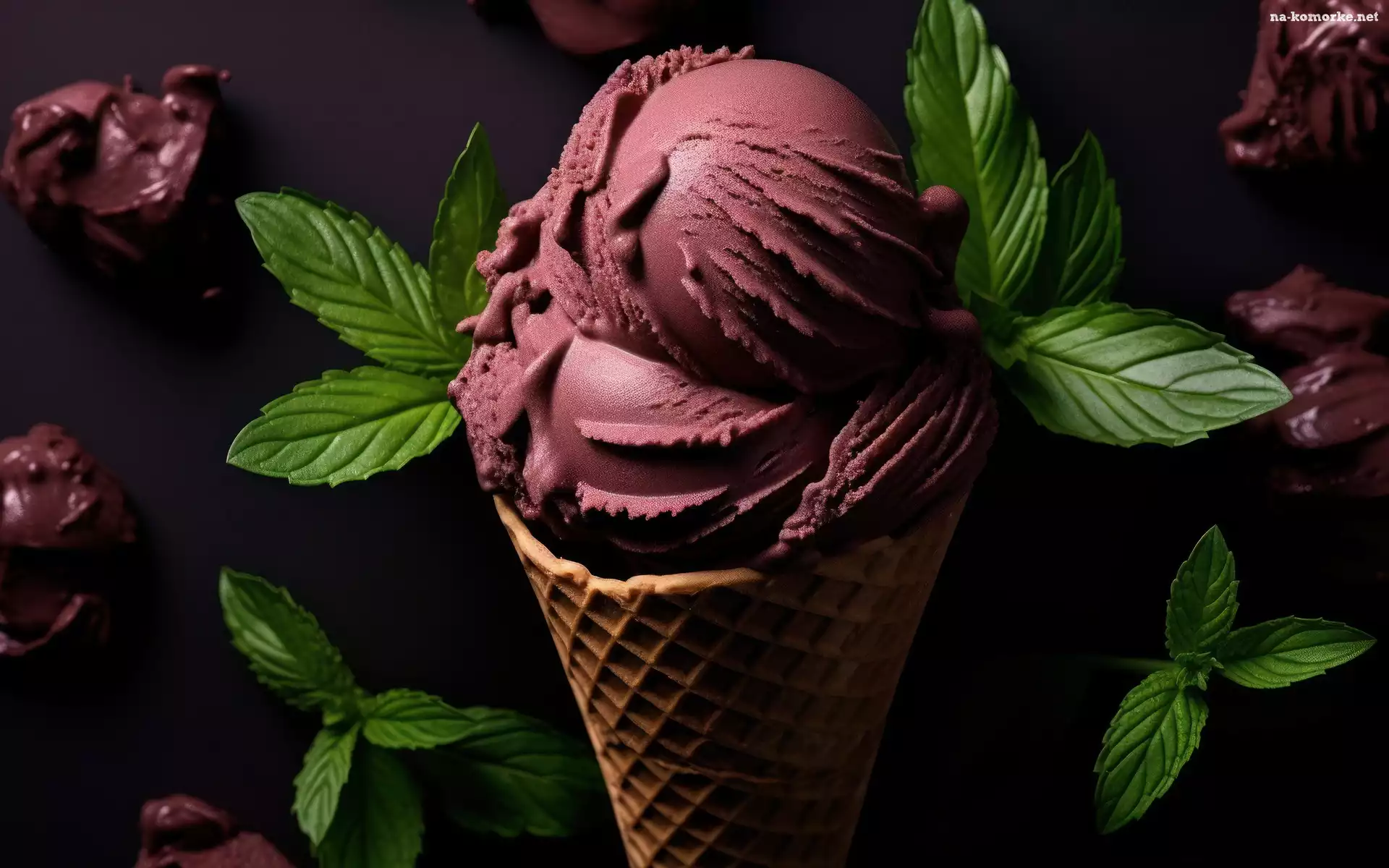 Lody, Wafelek, Mięta, Czekoladowe, Listki