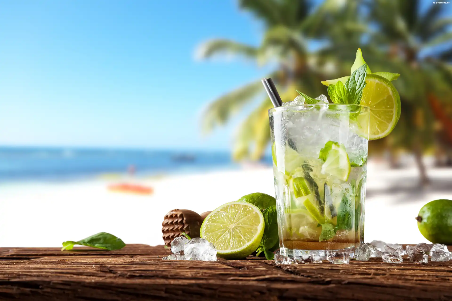Wakacje, Drink, Mojito, Limonki, Lód