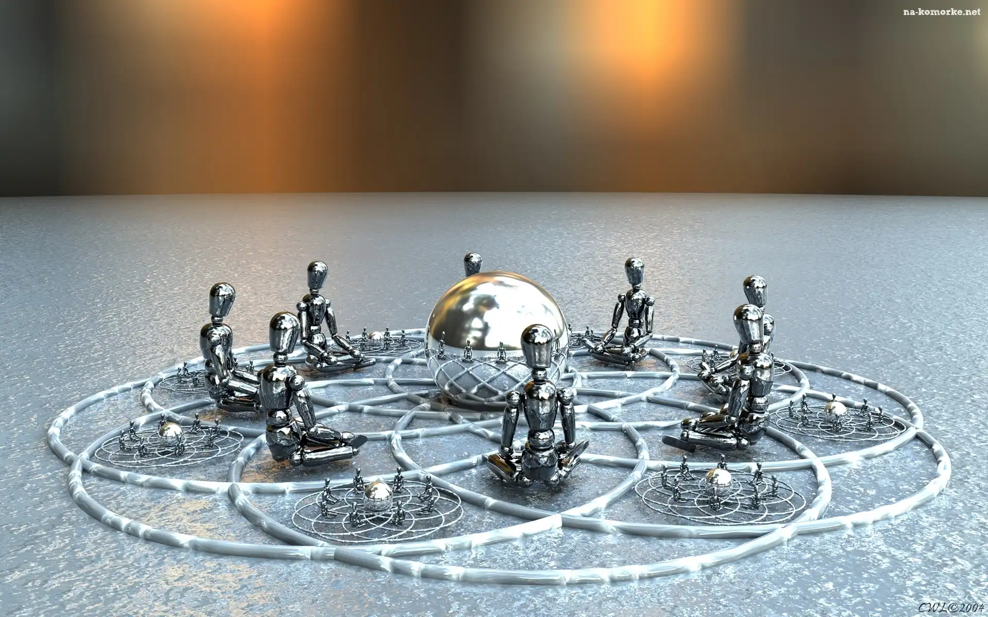Wektorowa, Figurki, Kula, Grafika, 3D