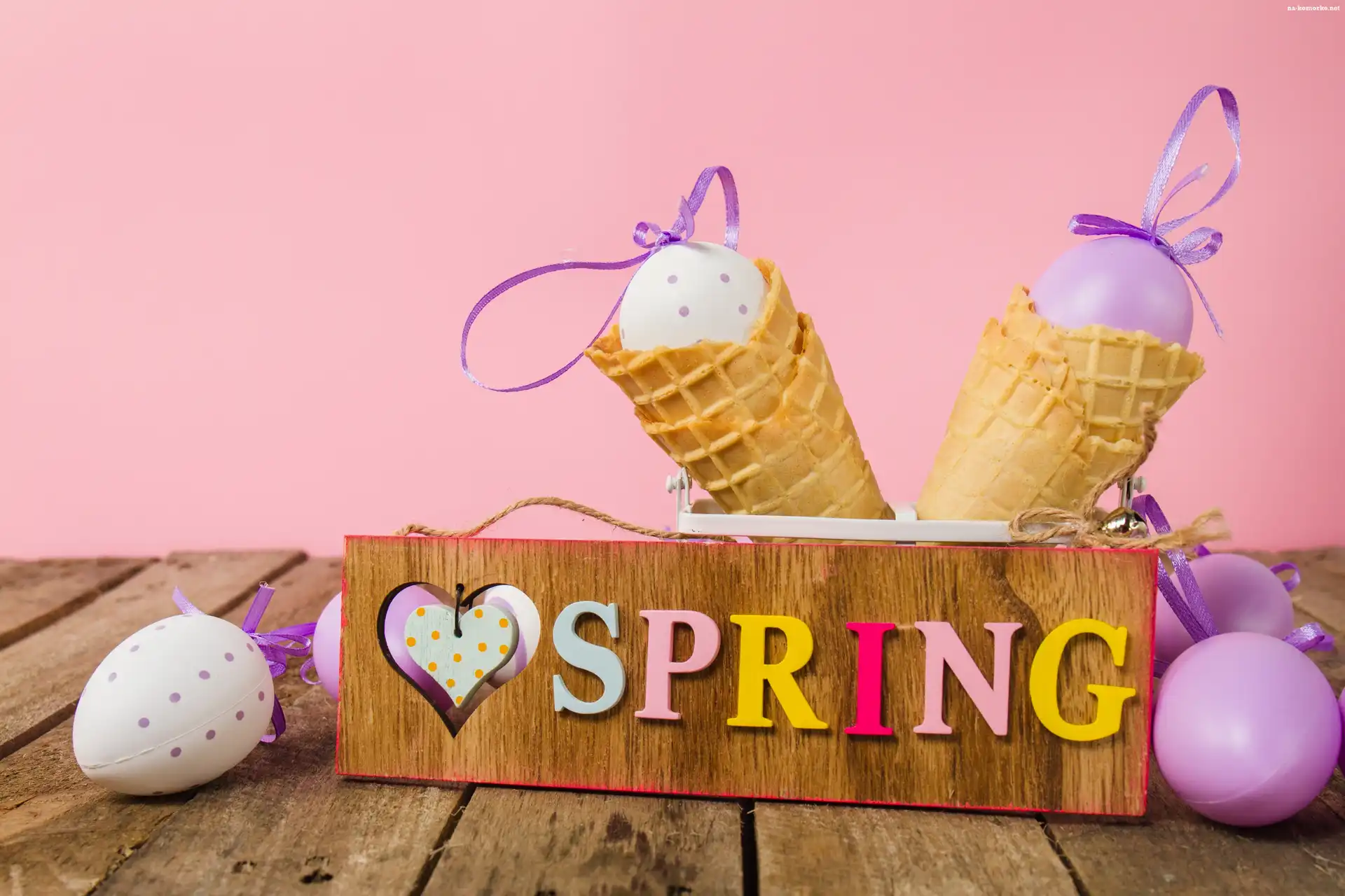 Wielkanoc, Wiosna, Napis, Spring, Wafelki