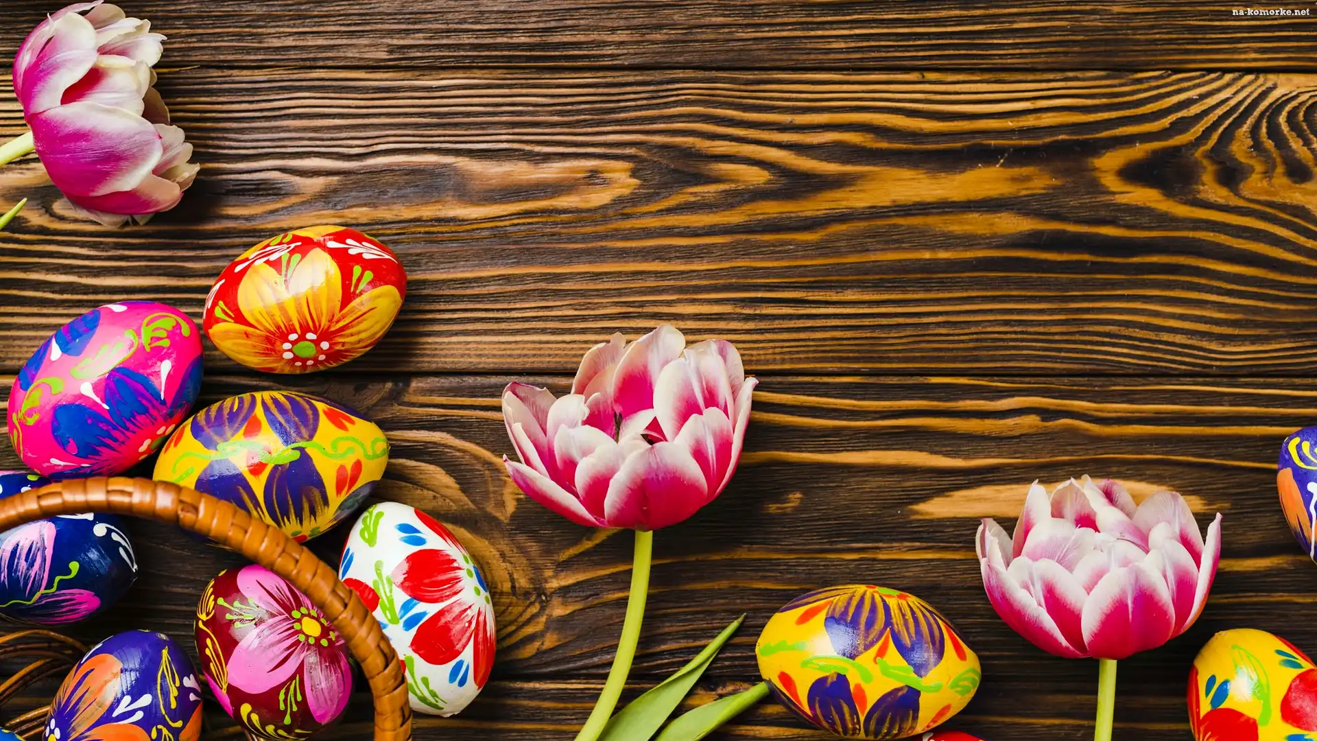 Wielkanoc, Pisanki, Tulipany, Kolorowe