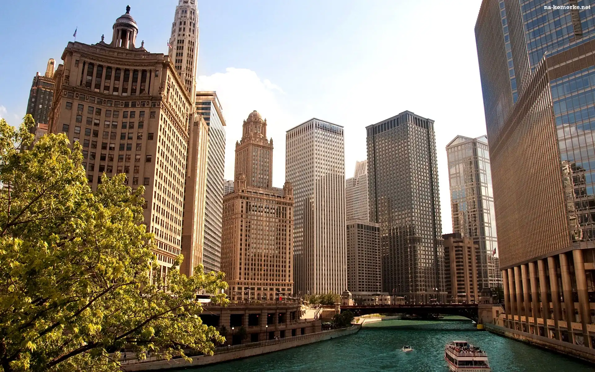 Wieżowce, USA, Rzeka, Chicago