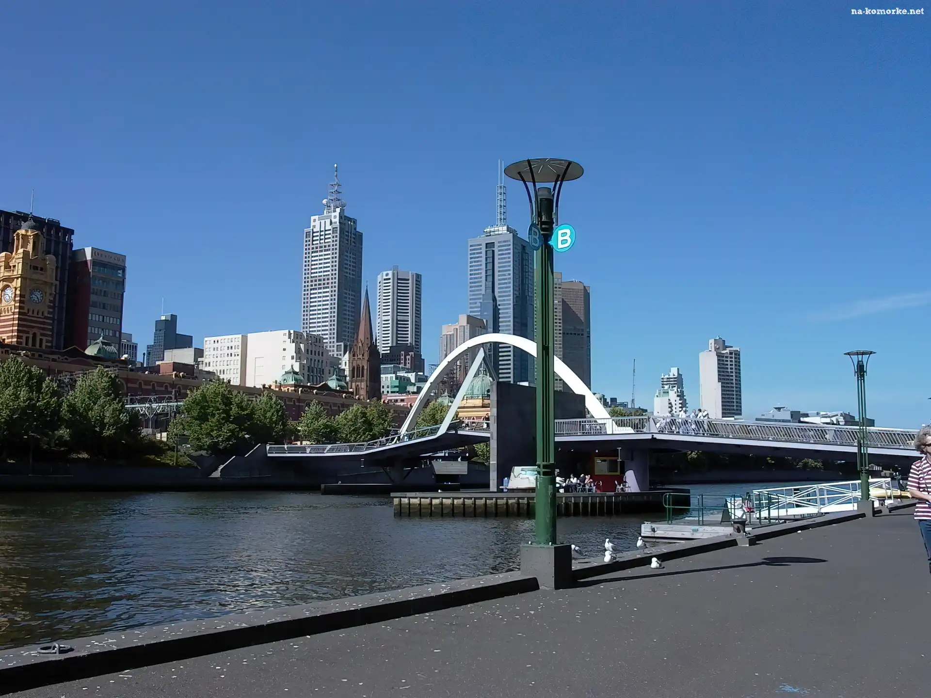 Wieżowce, Melbourne, Australia, Woda, Most