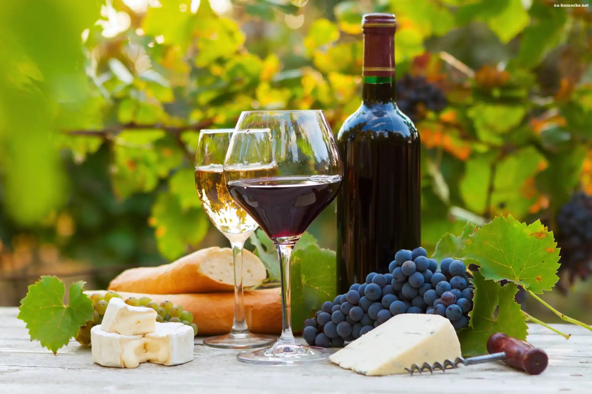 Wino, Winogrona, Butelka, Kieliszki