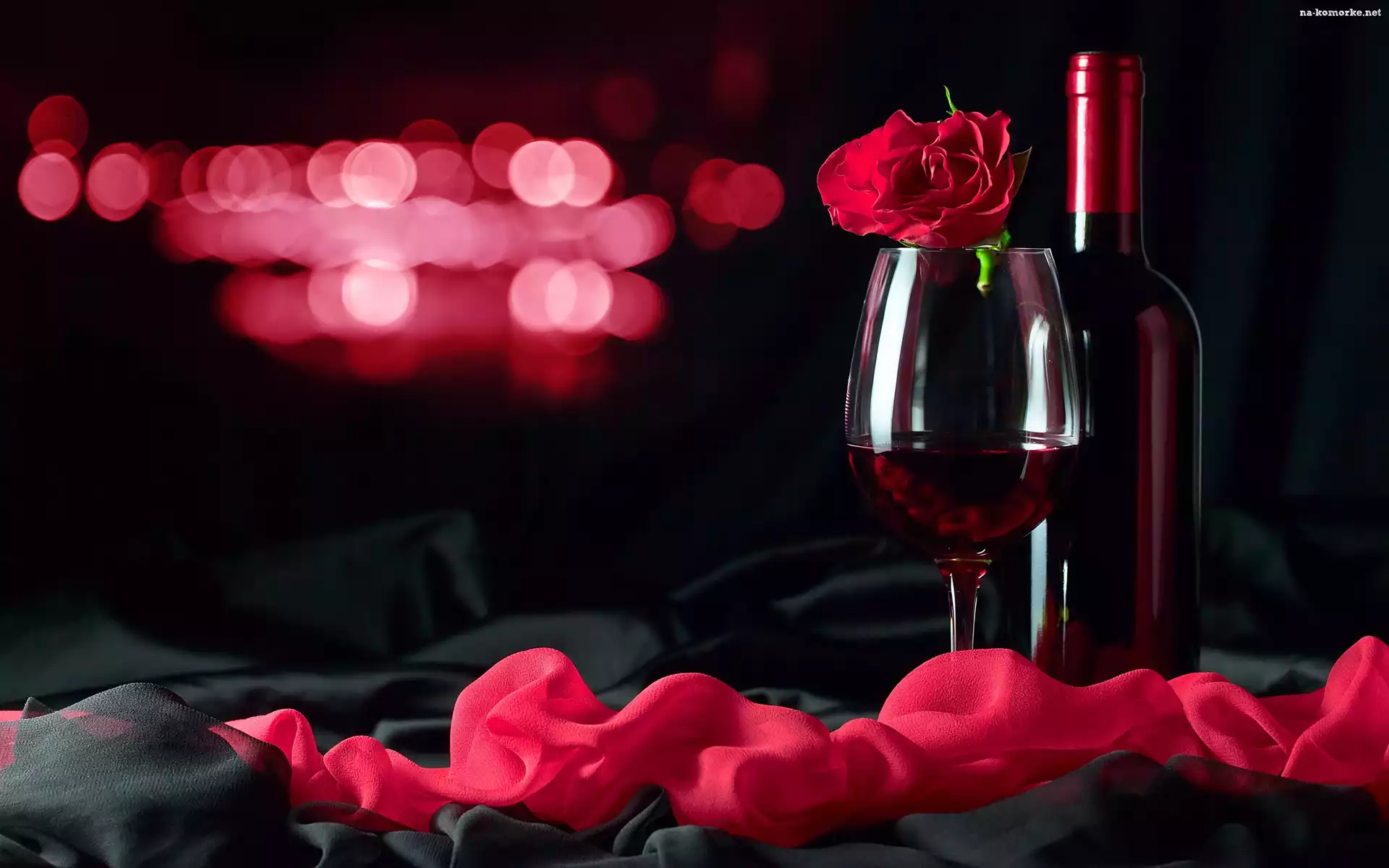 Wino, Kieliszek, Czerwona, Róża