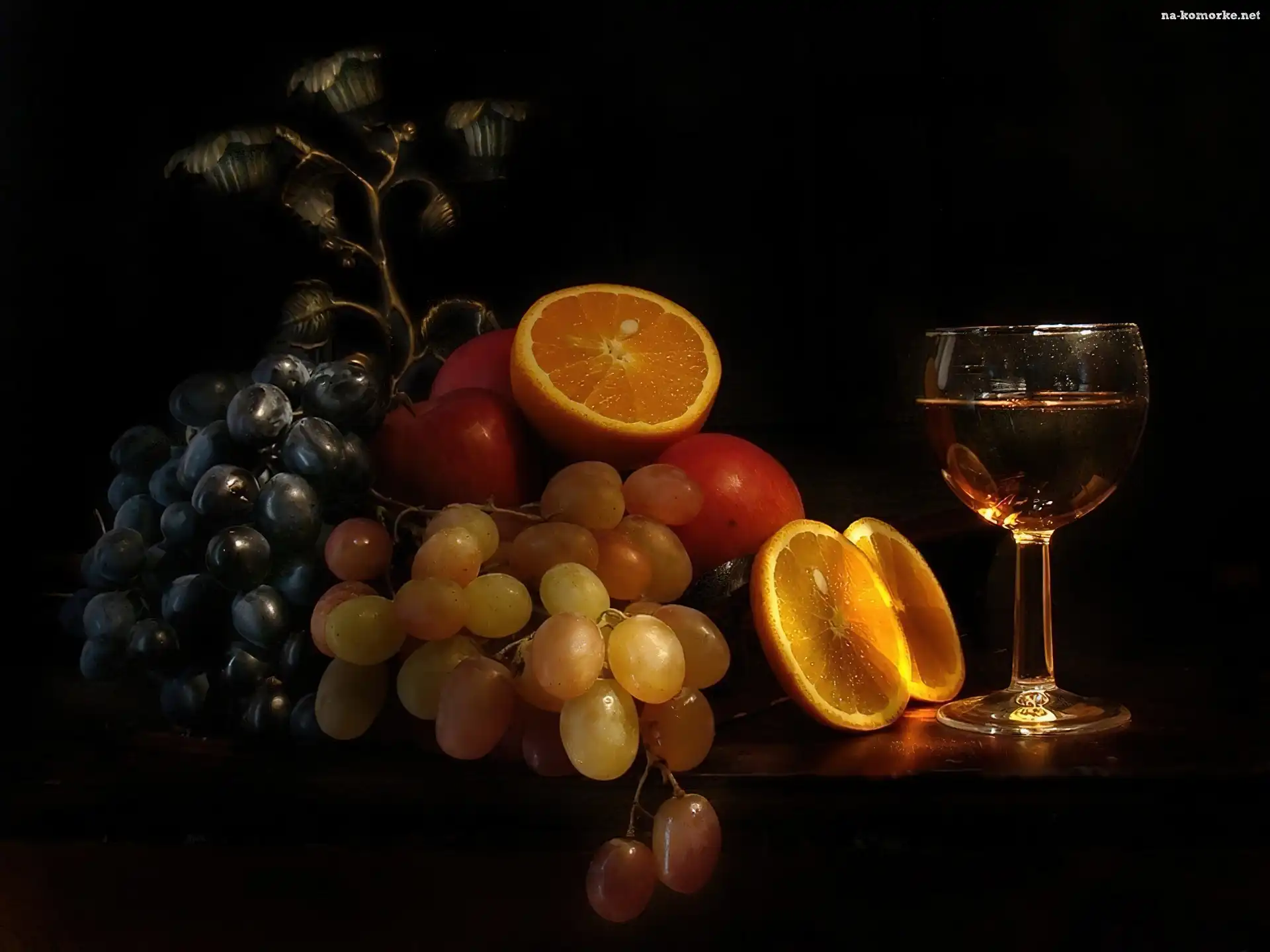 Winogrona, Wina, Pomarańcze, Lampka
