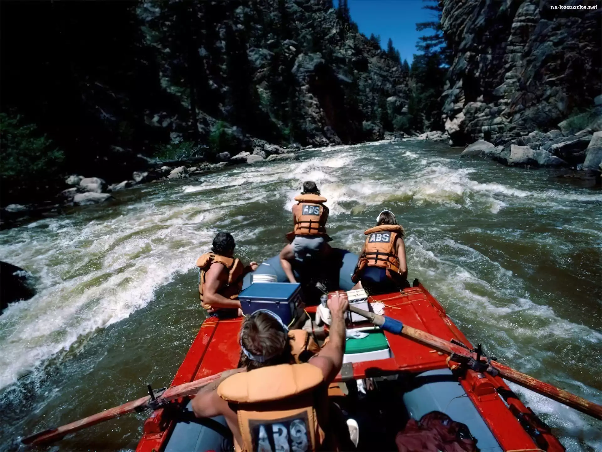 wiosła , spływ, Rafting, góry, rzeka, ponton