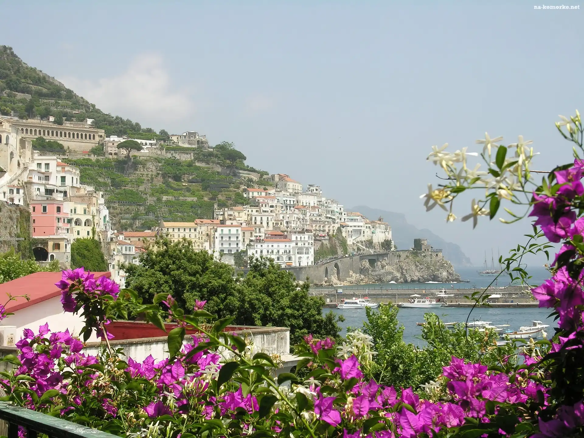 Włochy, Kwiatki, Amalfi, Domy