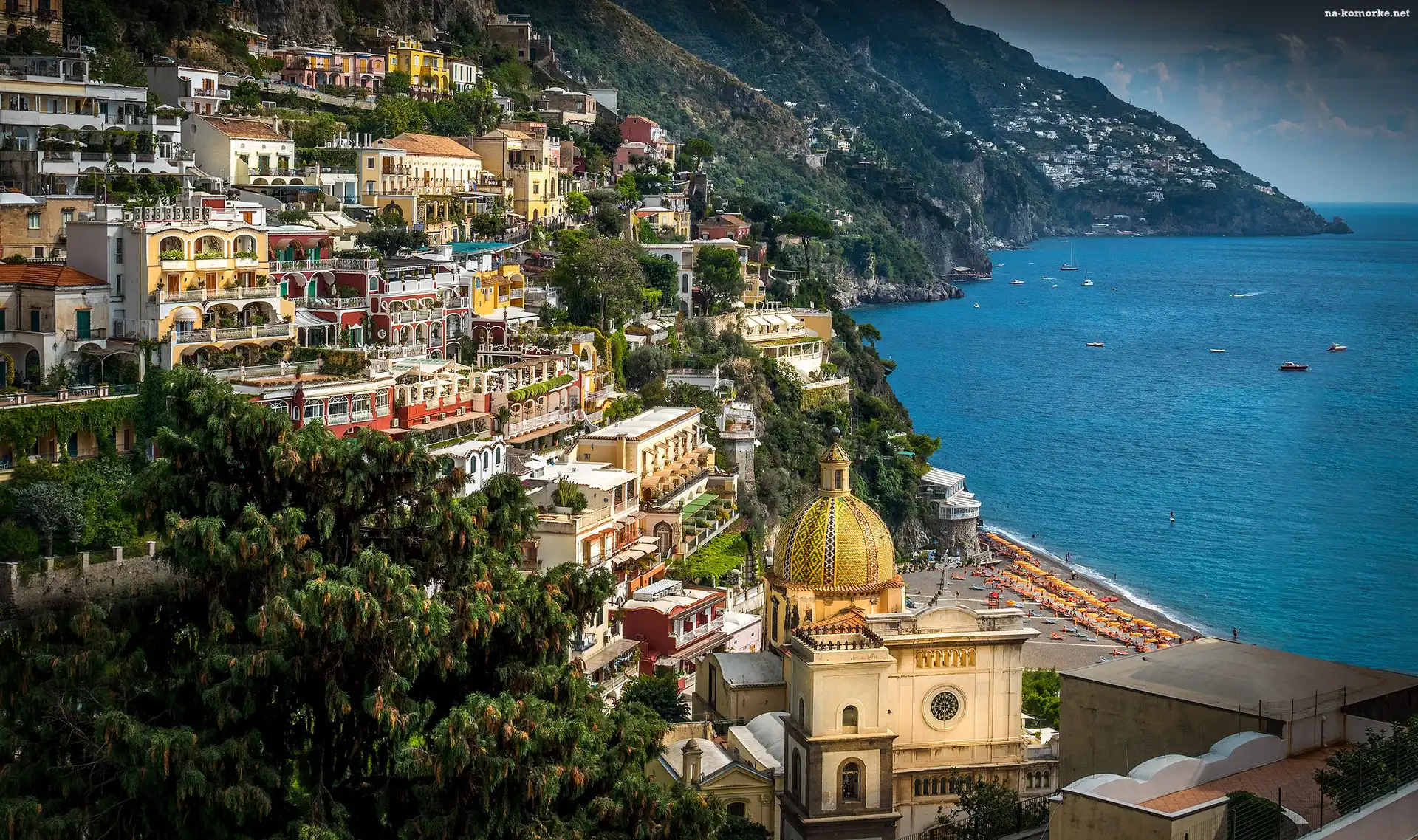 Włochy, Domy, Miasteczko Amalfi, Wybrzeże