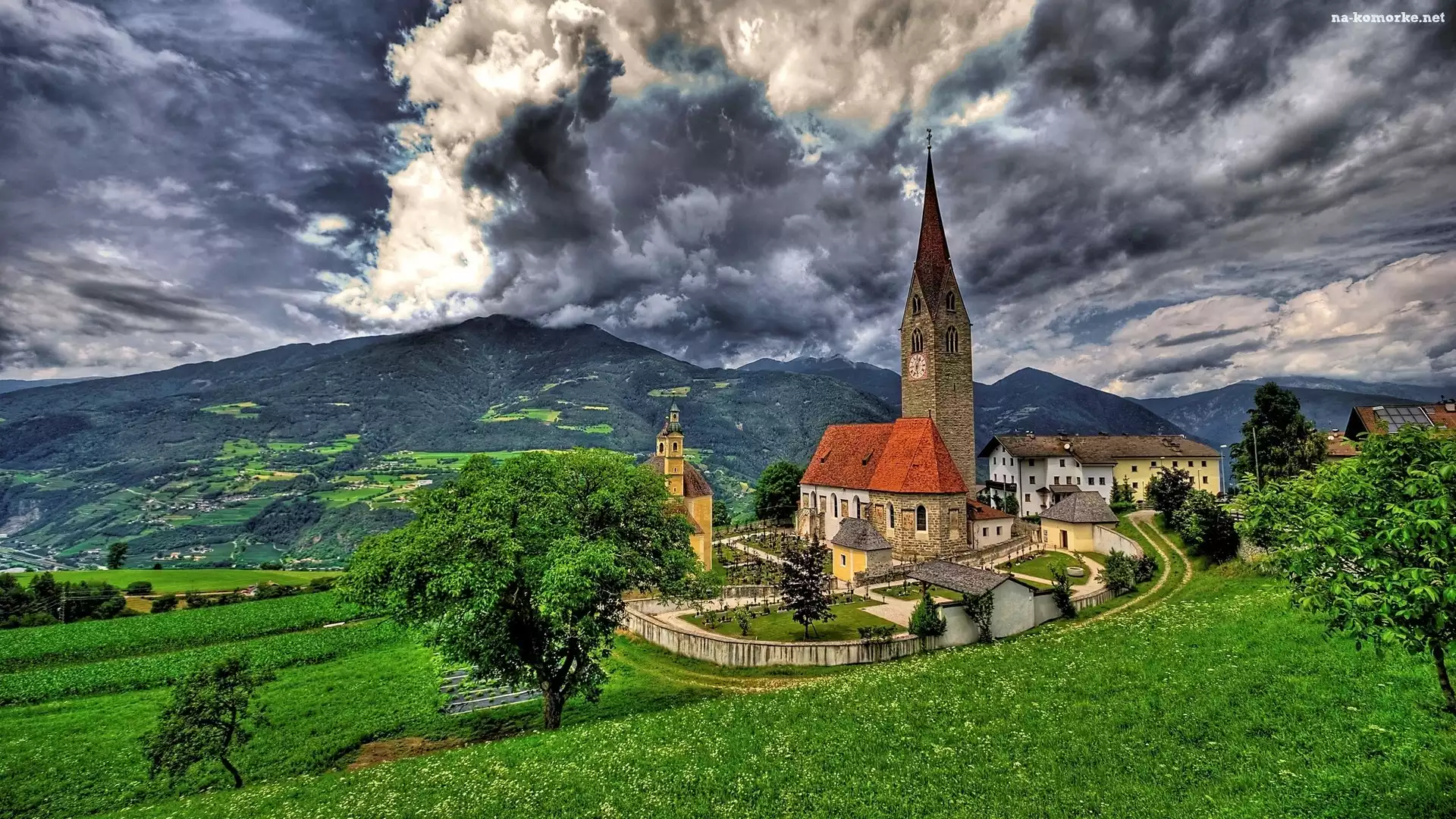 Włochy, Kościół, Saint Michael, Góry, Chmury