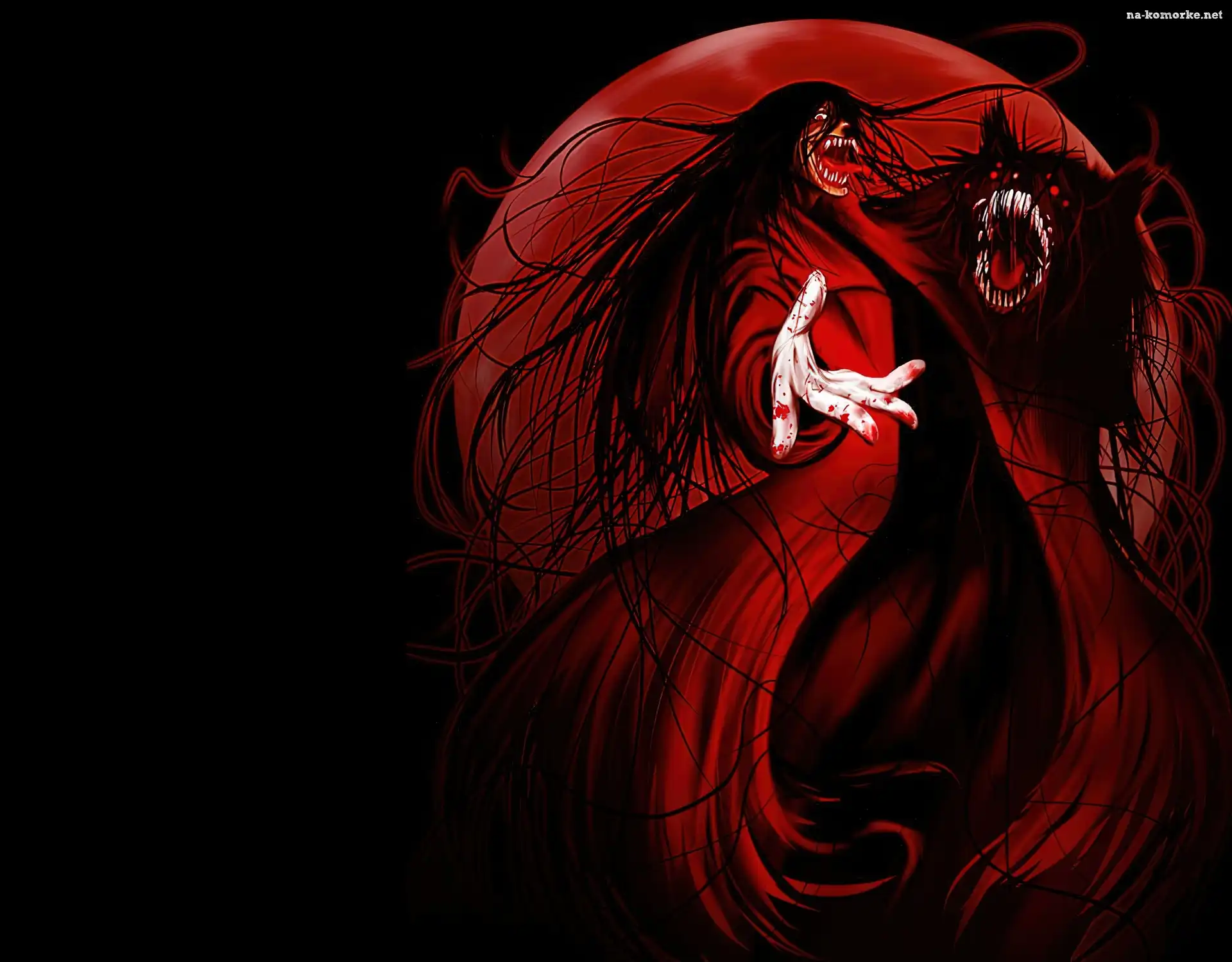 Włosy, Hellsing, Alucard, Kły, Długie
