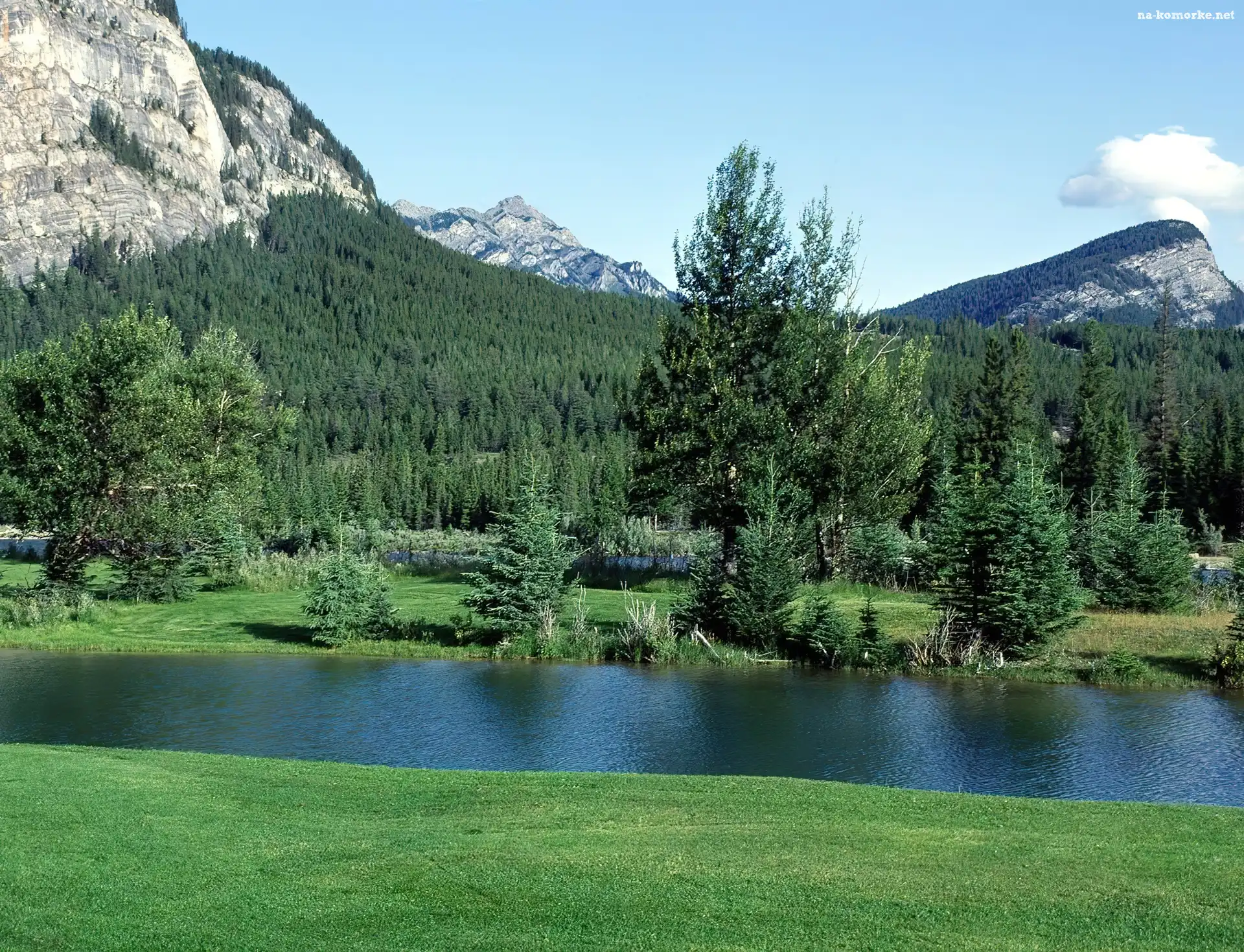 Woda, Las, Góry, Kanada, Łąka, Banff
