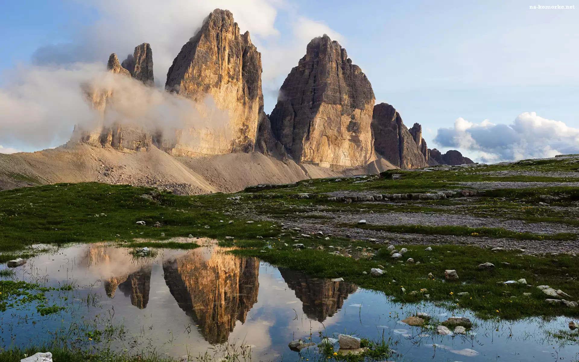 Woda, Włochy, Trzy szczyty, Odbicie, Tre Cime di Lavaredo, Góry