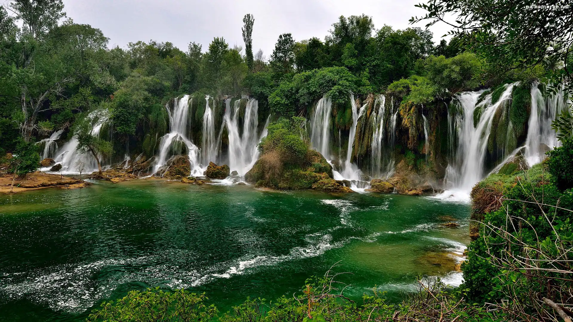 Wodospady, Bośnia, Zieleń, Kravice