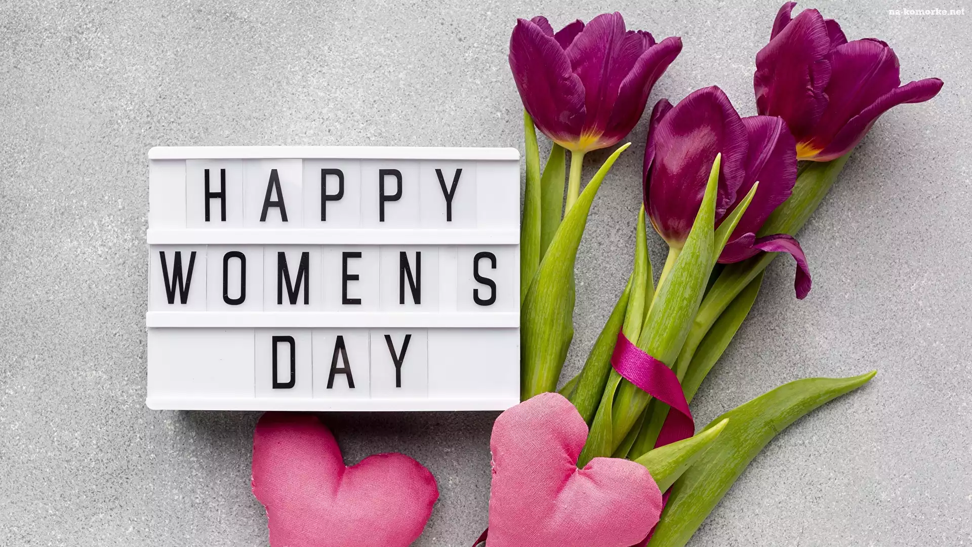 Tulipany, Napis, Happy Womens Day, Ramka, Serca