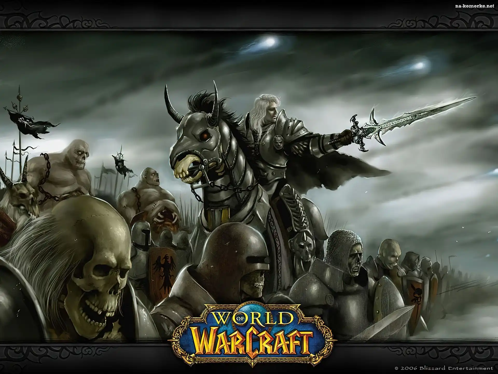 fantasy, World Of Warcraft, czaszka, wojownik, koń