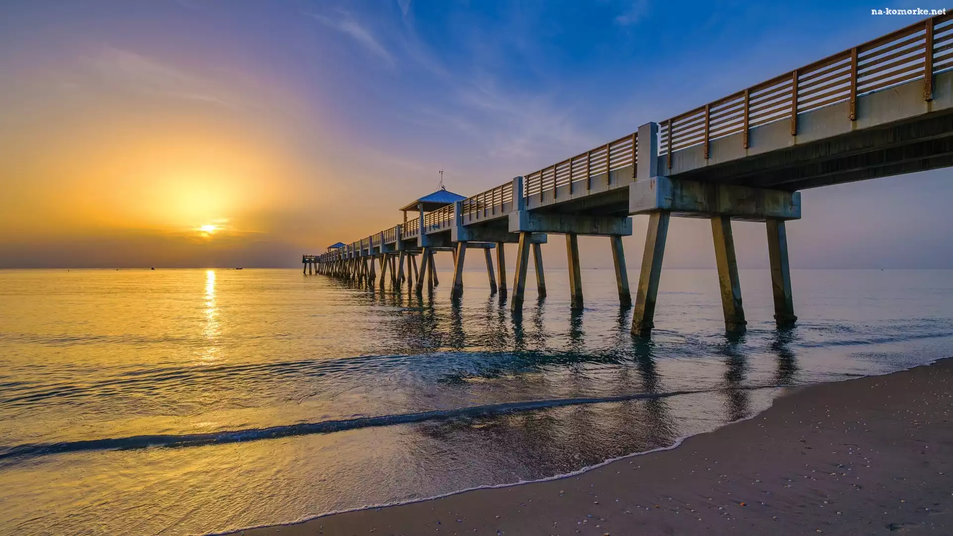 Juno Beach, Floryda, Morze, Stany Zjednoczone, Juno Beach Pier, Wschód słońca, Molo