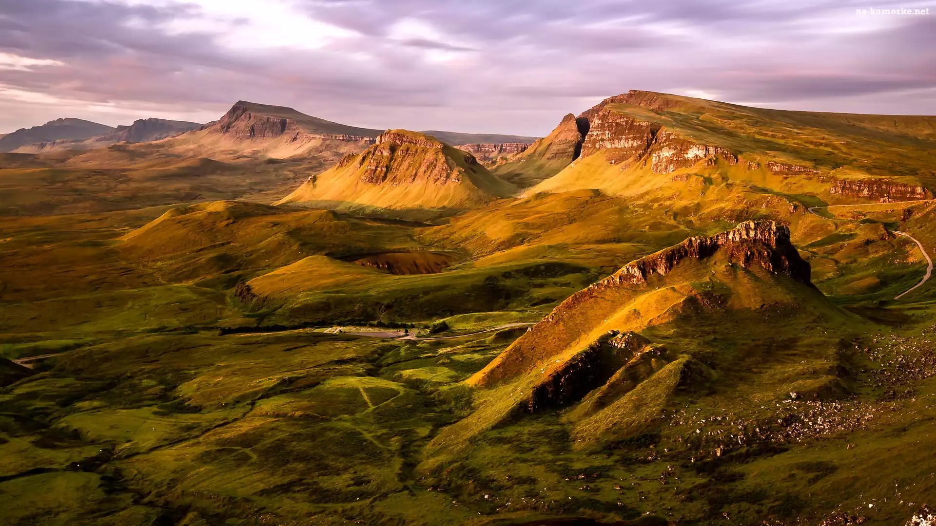 Góry, Wyspa Skye, Szkocja, Wzgórza, Jezioro, Osuwisko, Quiraing