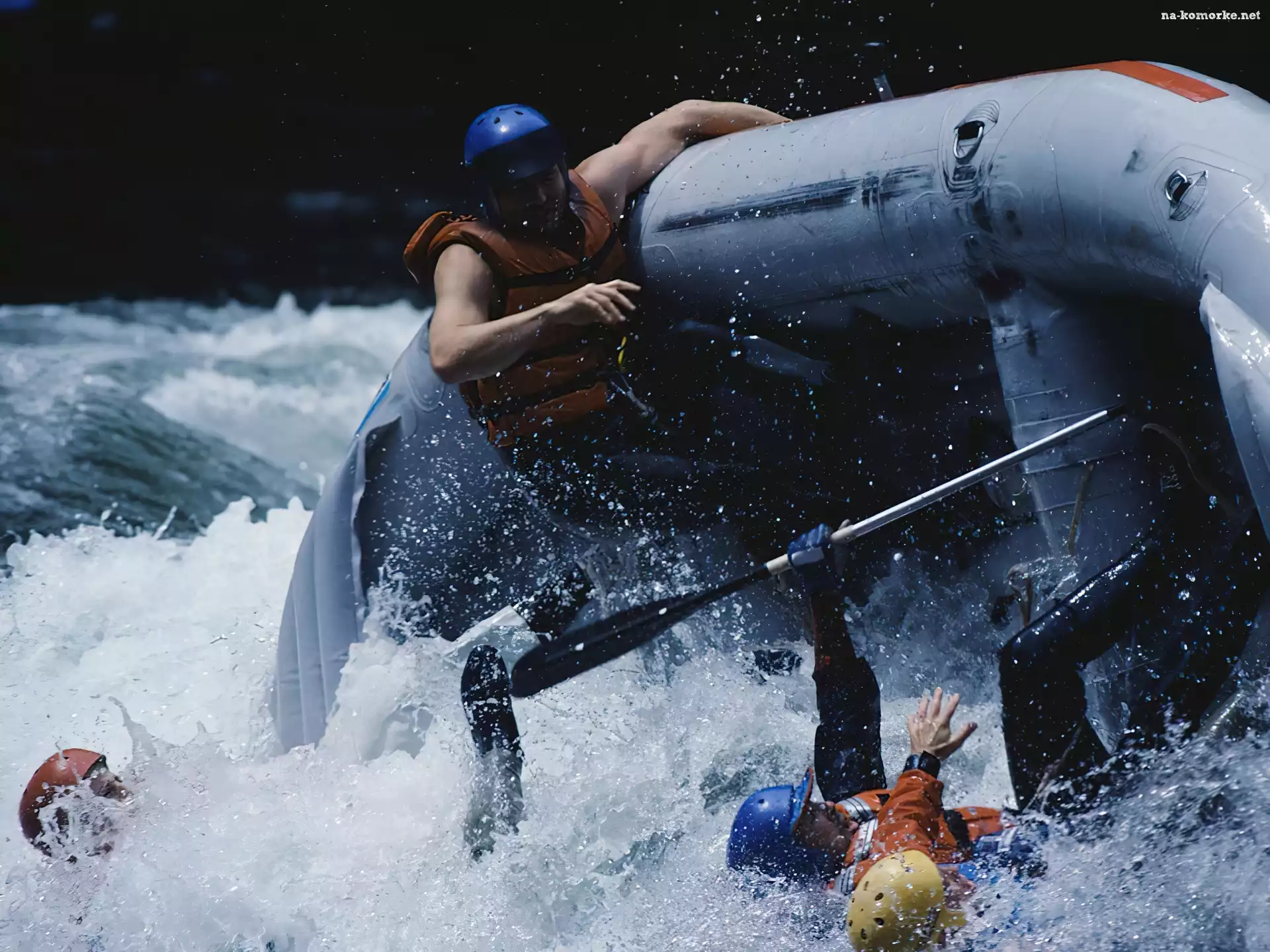 wywrotka, Rafting, spływ, rzeka, wiosła