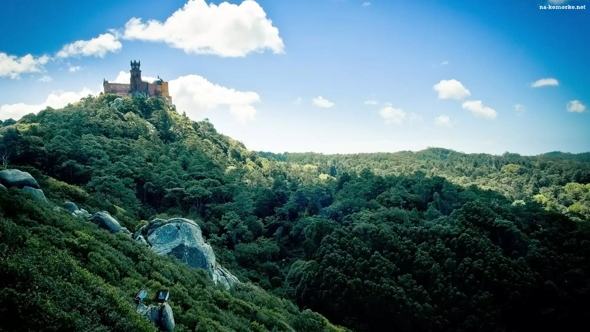 Wzgórza, Niebo, Las, Zamek