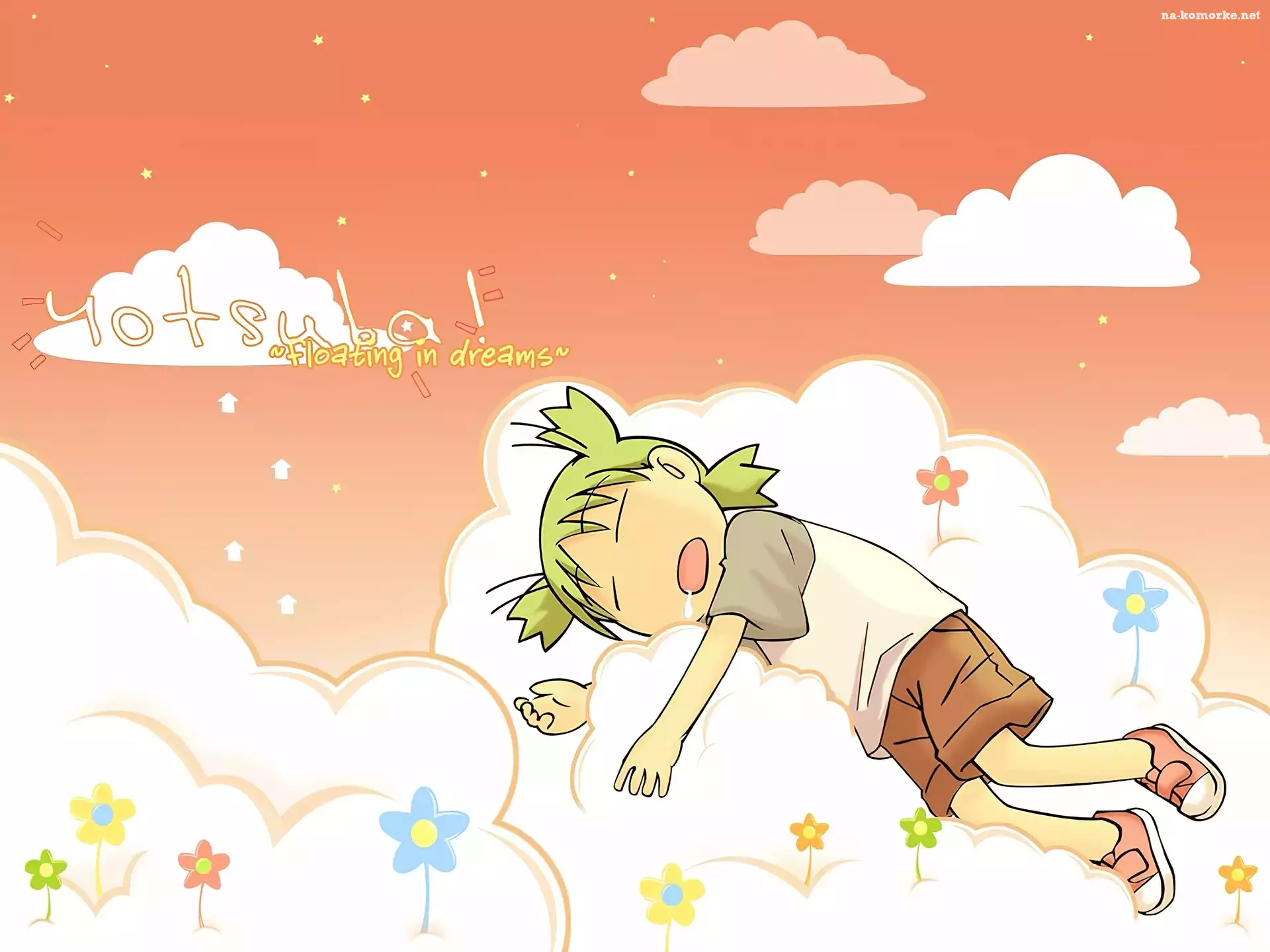 Yotsubato, dziecko, chmurki, kwiatki