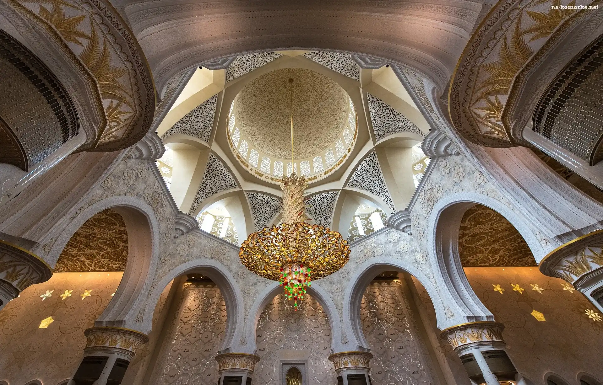 Wielki Meczet Szejka Zajida, Żyrandol, Wnętrze, Zjednoczone Emiraty Arabskie Inne wnętrza, Meczet, Abu Zabi