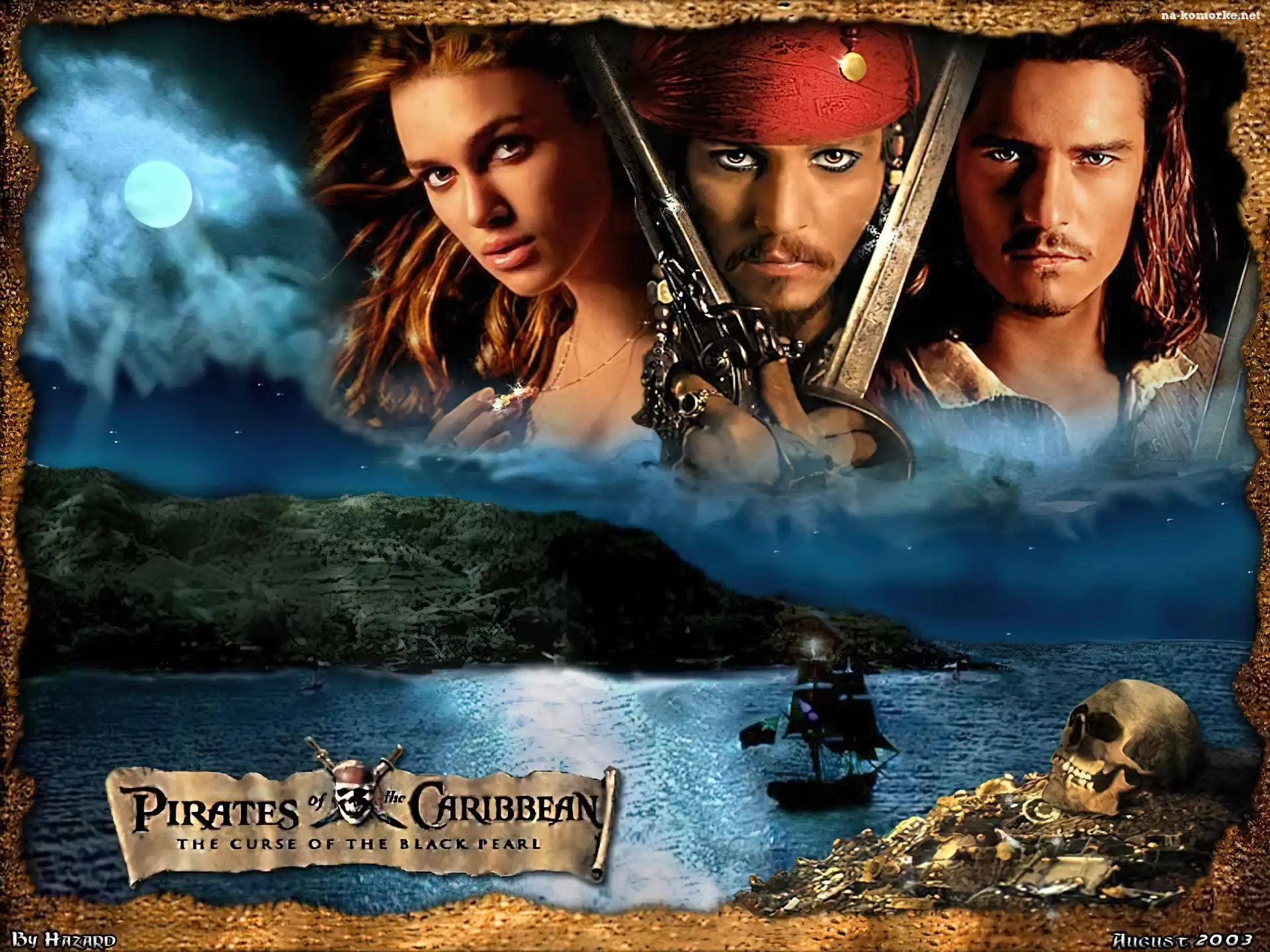 woda, Piraci Z Karaibow Johnny Depp, Keira Knightley, Orlando Bloom, księżyc