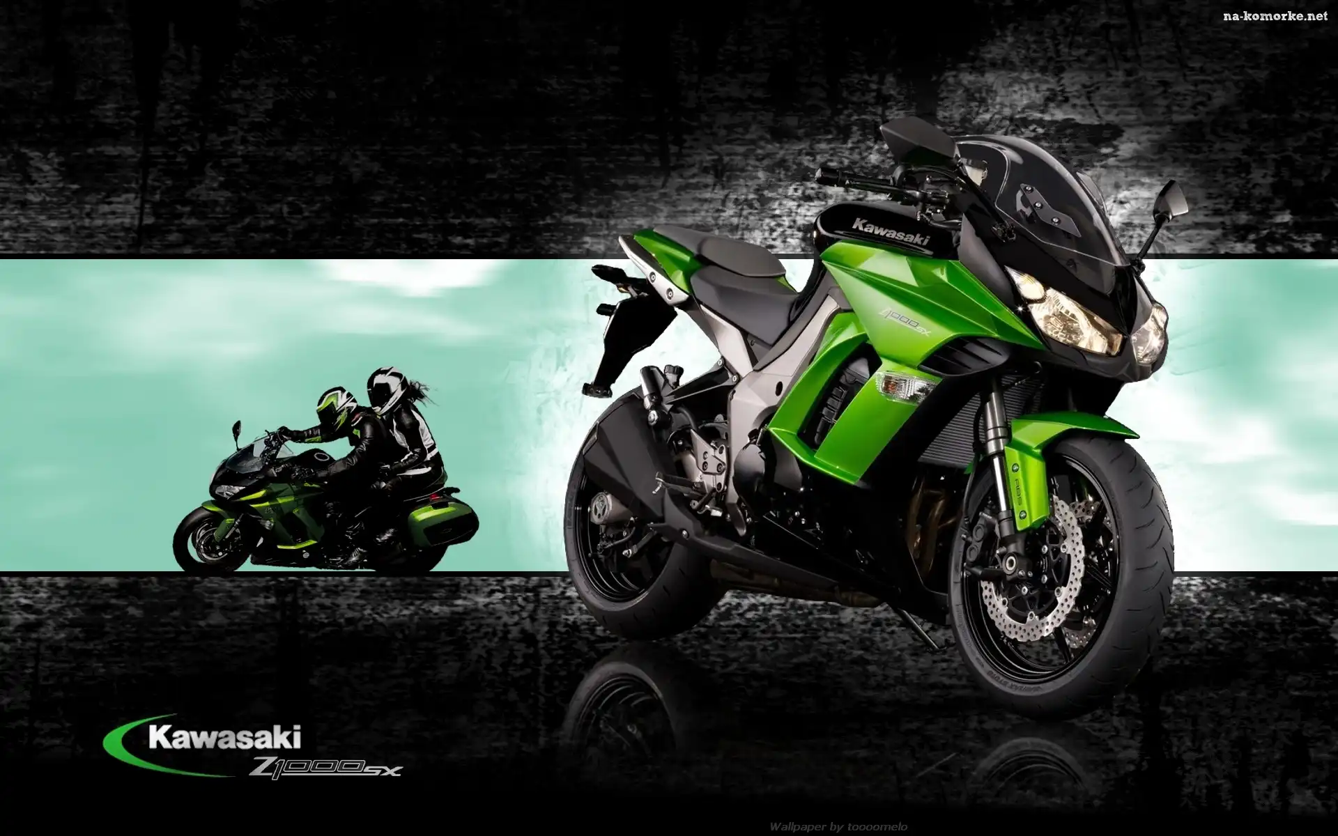 Kawasaki Z 1000 SX, Motocykliści, Zielony, Motocykl