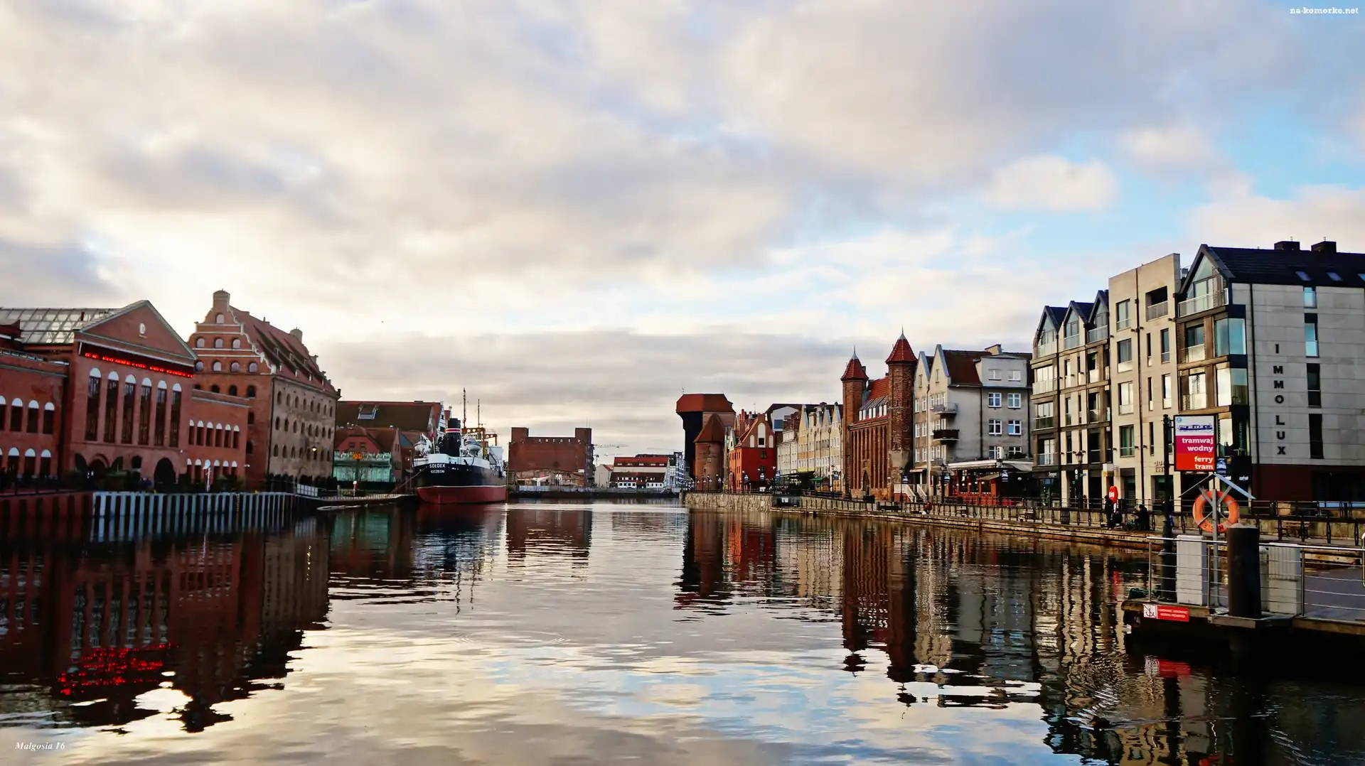 Zabytkowe, Rzeka, Gdańsk, Nabrzeże, Motława, Kamienice