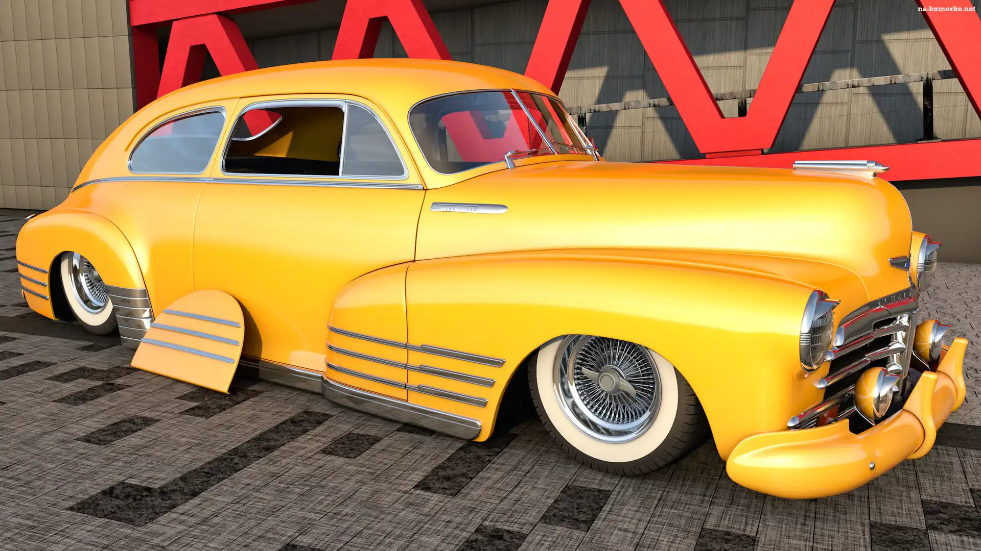 Zabytkowy, 1948, Żółty, Chevrolet Fleetline