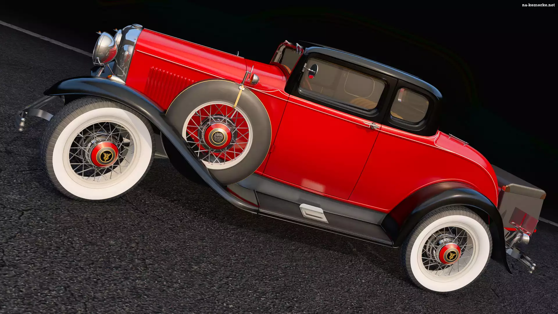 Zabytkowy, 1932, Czerwony, Ford Coupe Deluxe