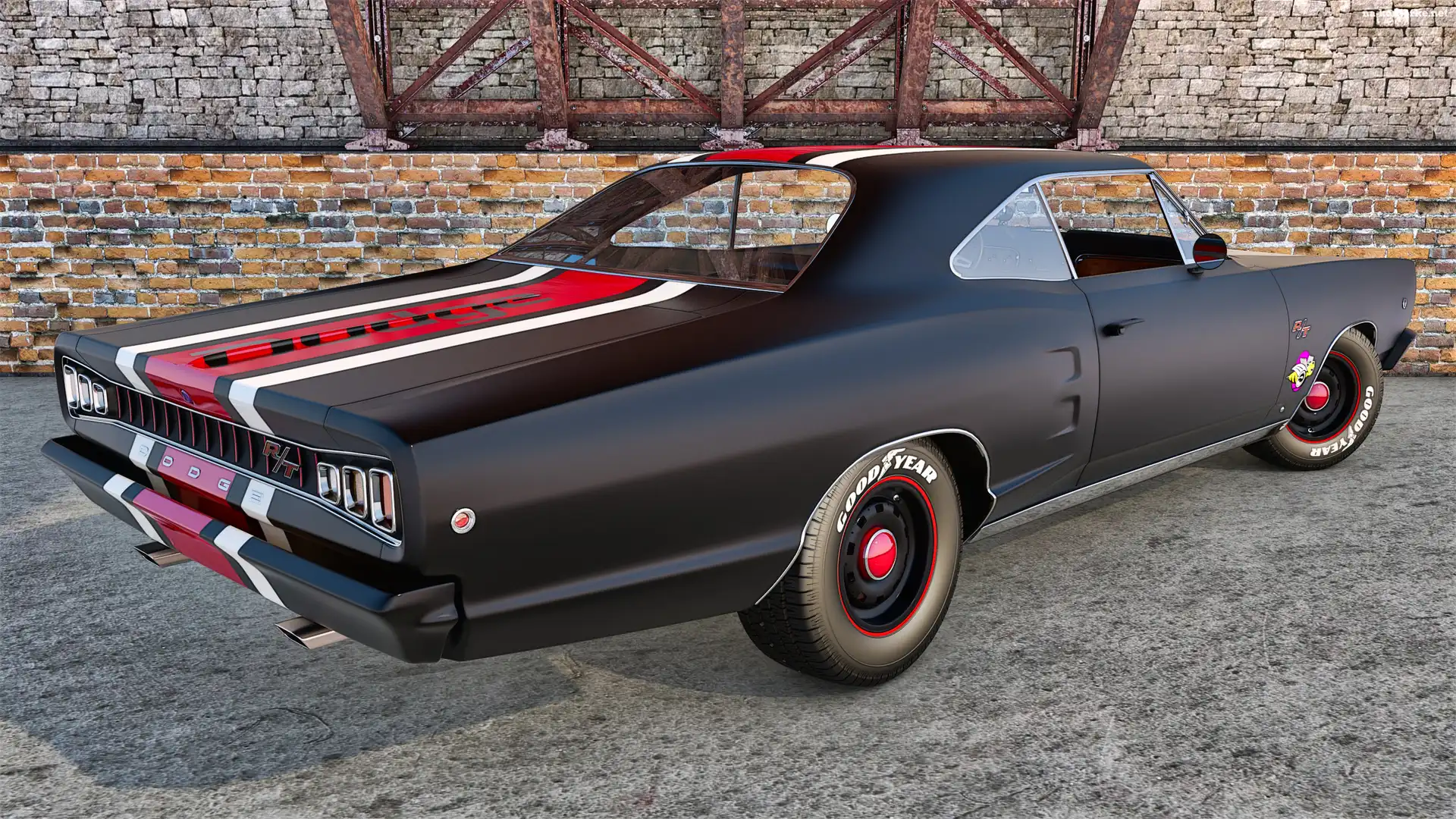 Czarny, Zabytkowy, Dodge Coronet R/T, 1968