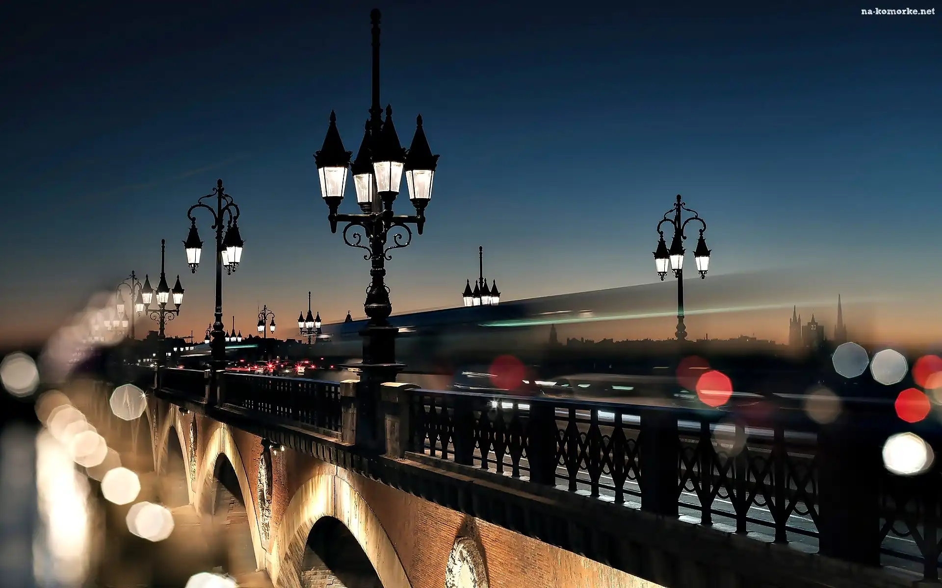 Zabytkowy, Bordeaux, Francja, Latarnie, Rzeka, Most