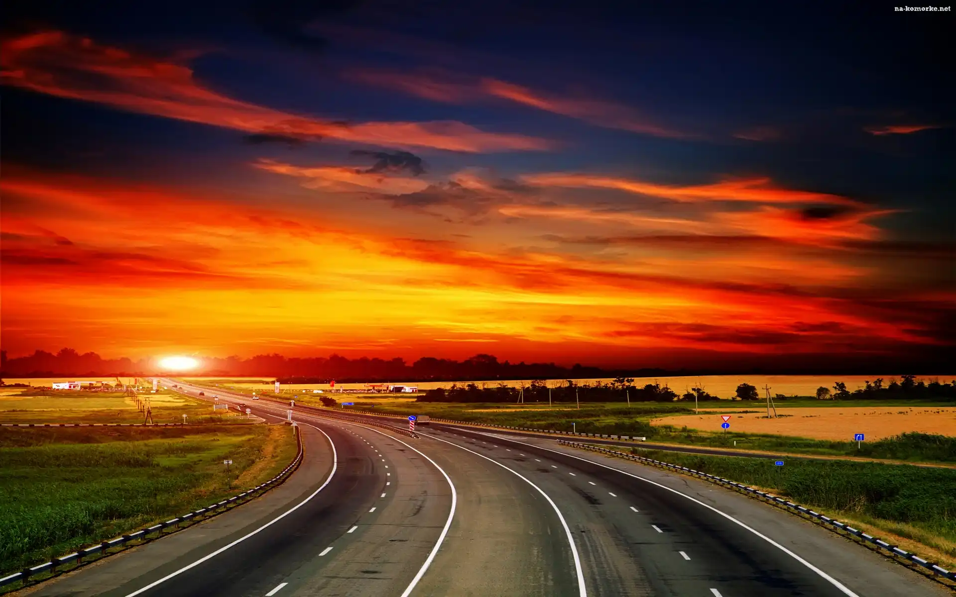 Autostrada, Zachód, Słońca