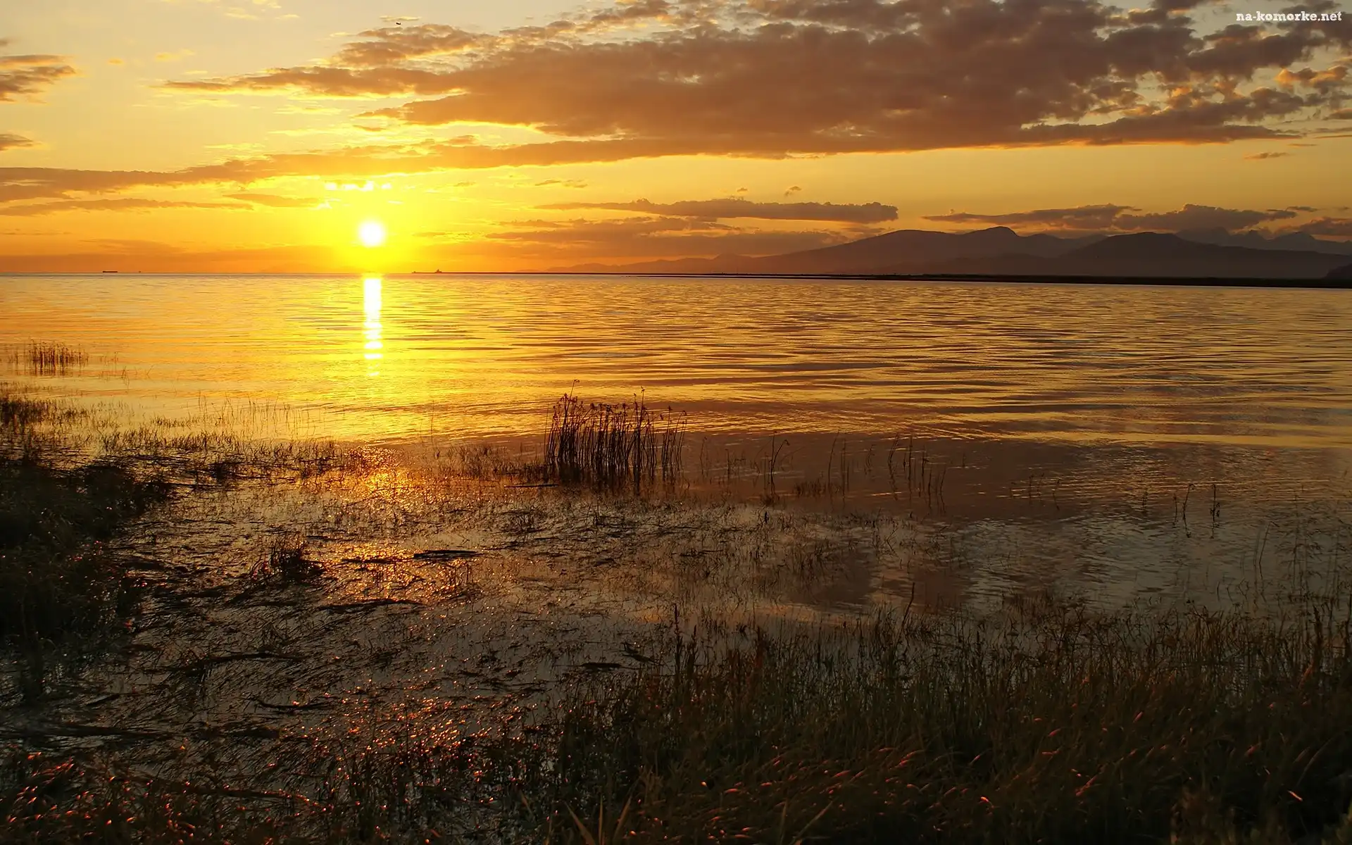 Jezioro, Zachód, Słońca