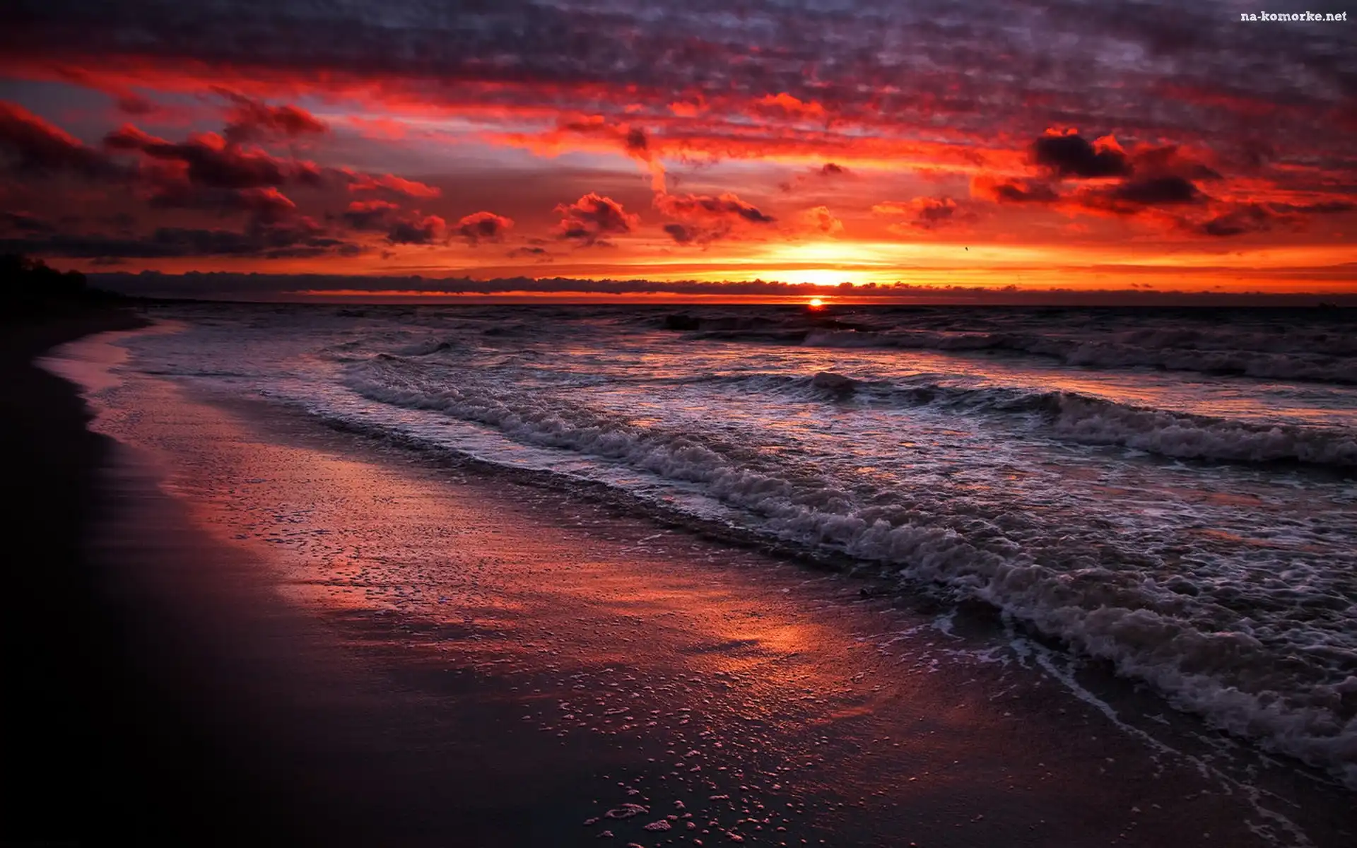 Zachód, Plaża, Słońca, Morze
